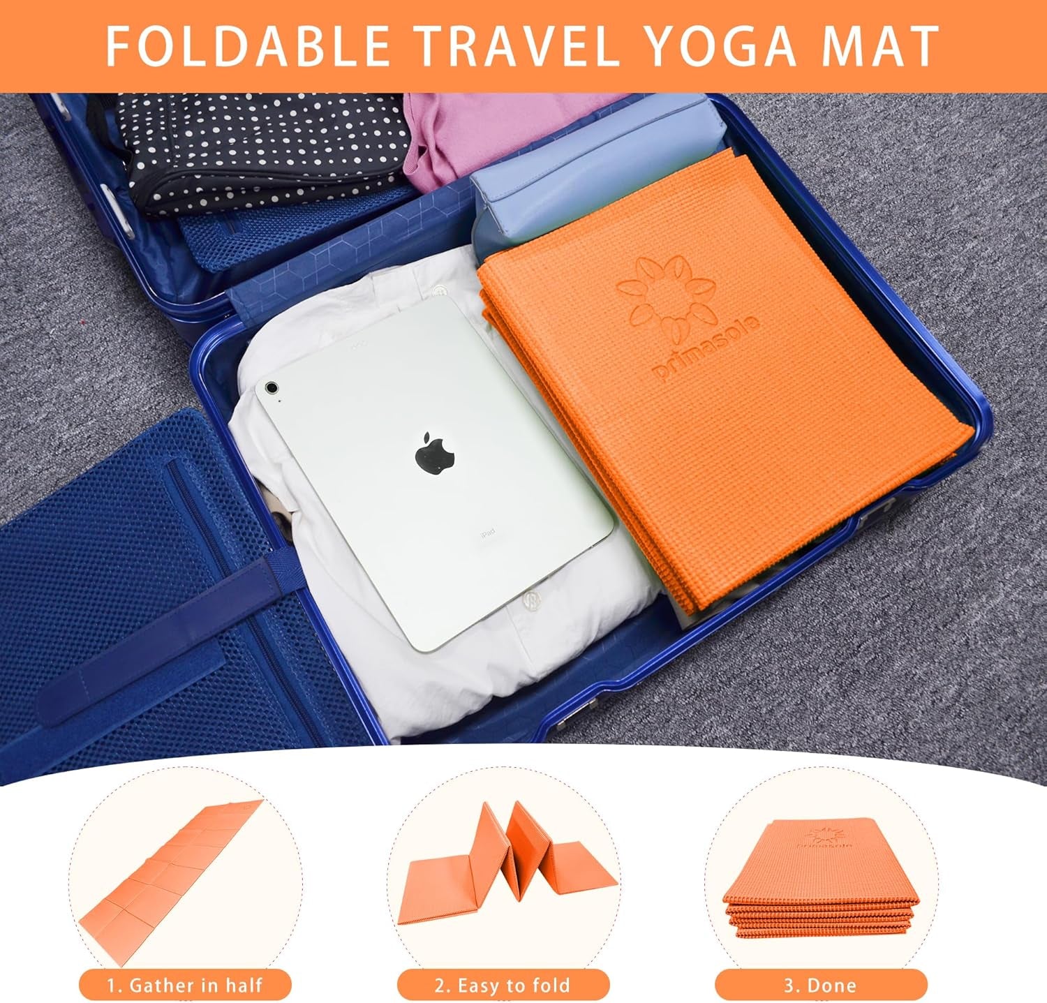 Folding Yoga Travel Pilates Mat Foldable Easy to Carry to Class Beach Park Tear-Resistant Travel Picnics 4Mm Thick 9 Colors