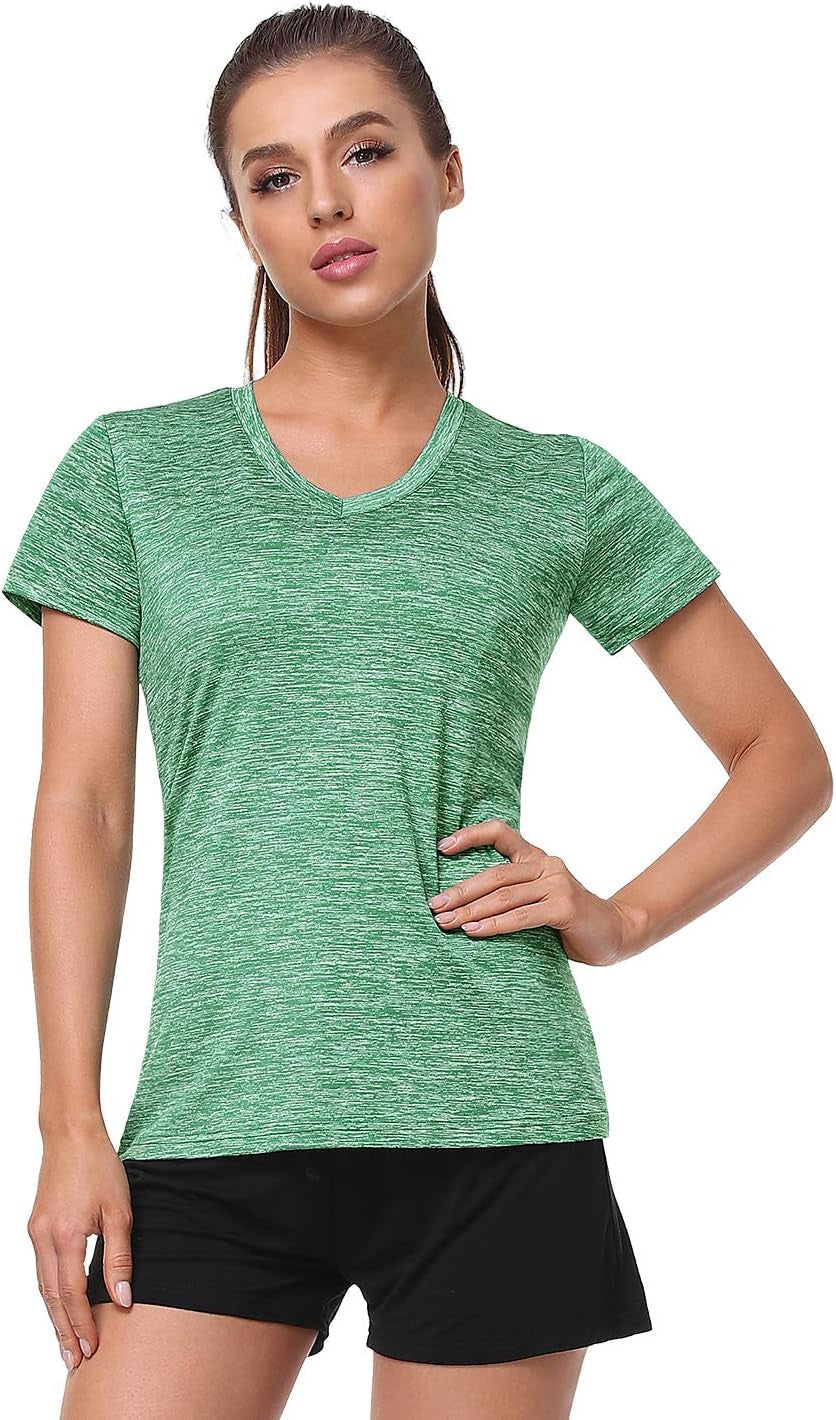 5-Pack Women's V-Neck Dry Fit Athletic T-Shirts - Moisture Wicking Short Sleeve Tees