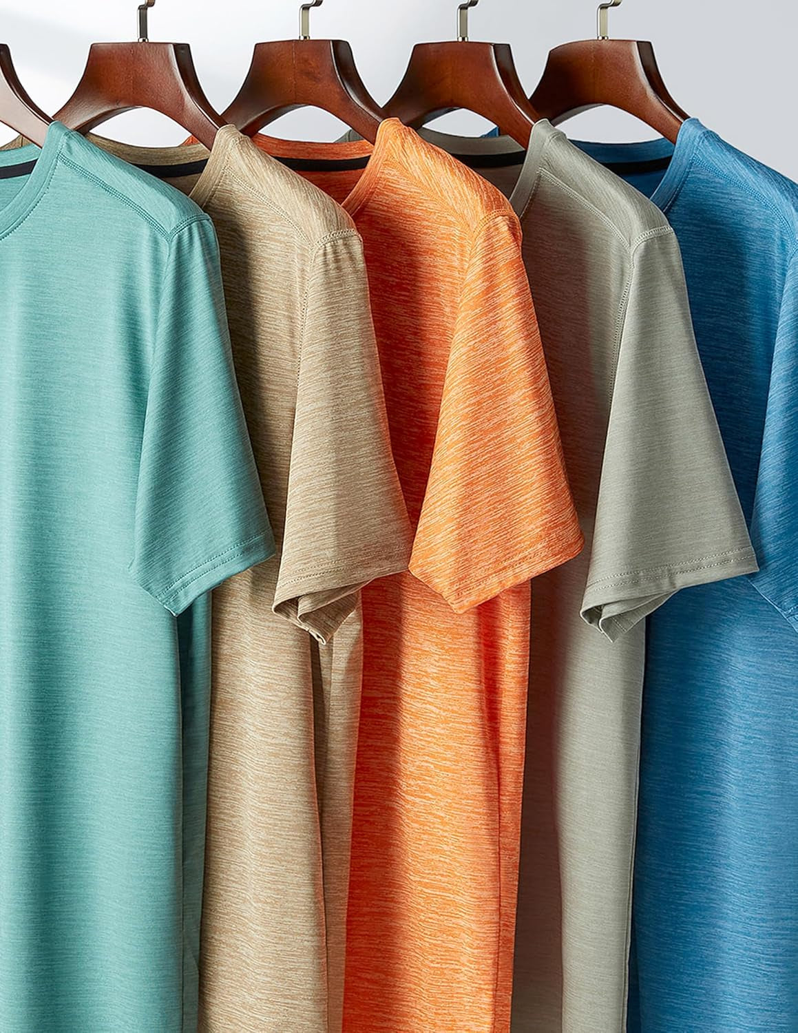 Men's 5-Pack Quick-Dry Athletic Crew Neck T-Shirts for Running and Gym Workouts