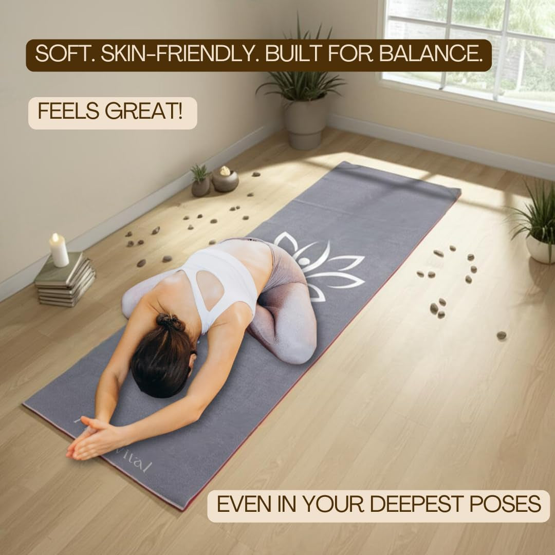 Hot Yoga Mat Towel with Corner Pockets - 24"X72" Sweat Absorbing, Non Slip Yoga Mat Towel for Yoga, Bikram, Pilates Mat - Super Absorbent and Quick Dry, 100% Microfiber Yoga Towel