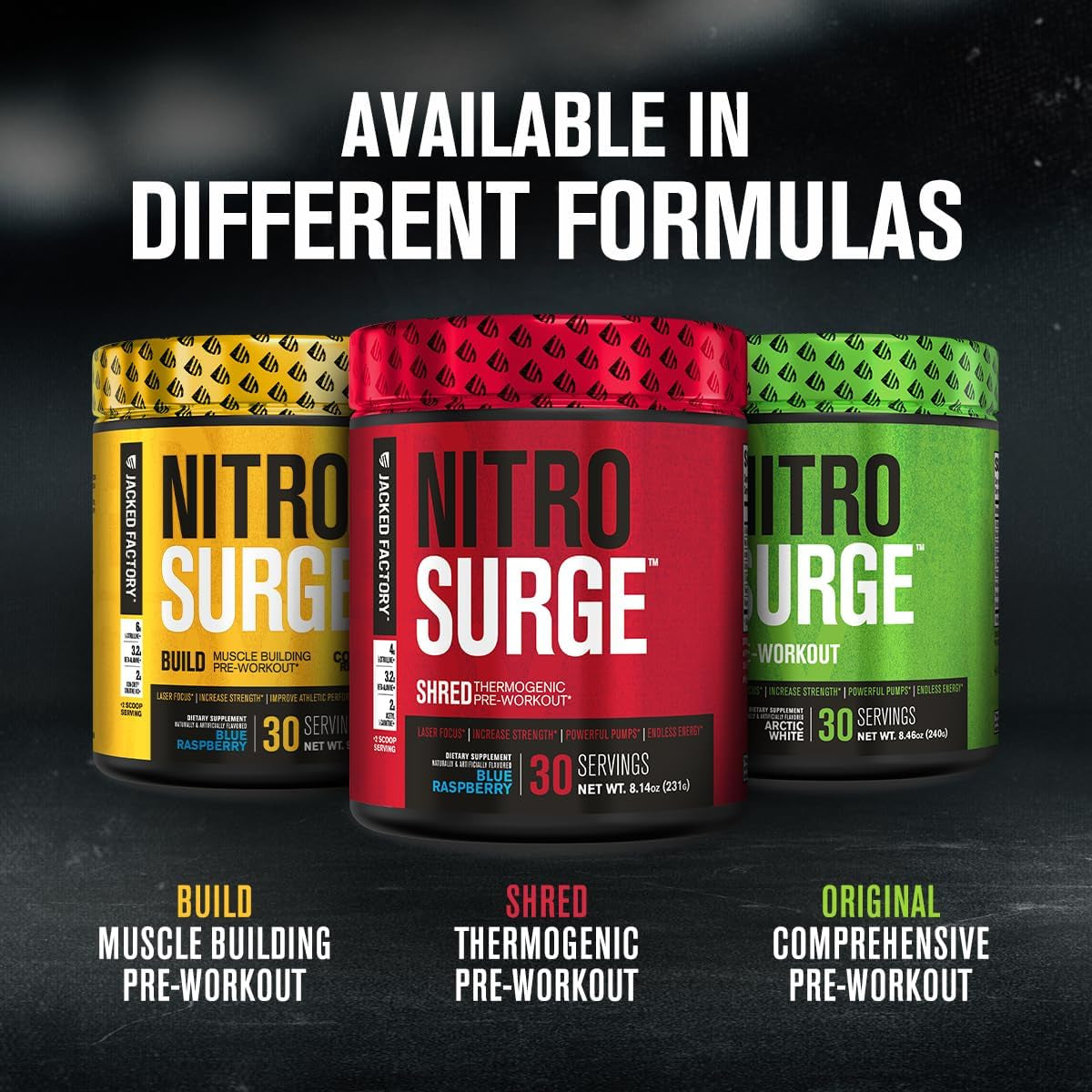 NITROSURGE Shred Pre-Workout - Unleash Energy, Strength & Focus with Intense Pumps - 30 Servings of Delicious Fruit Punch!