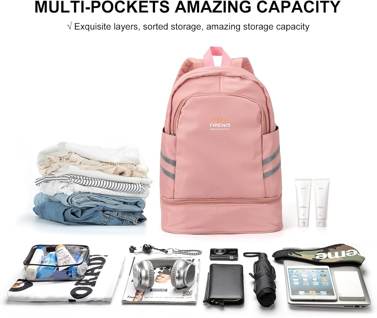 Versatile Women's Waterproof Gym Backpack with Shoe Compartment & Wet Pocket - Perfect for Travel & Sports!