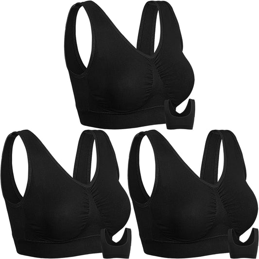 Ultimate Comfort: Women's 3-Pack Wirefree Padded Sports Bras for Medium Support in Workouts, Yoga, and Fitness