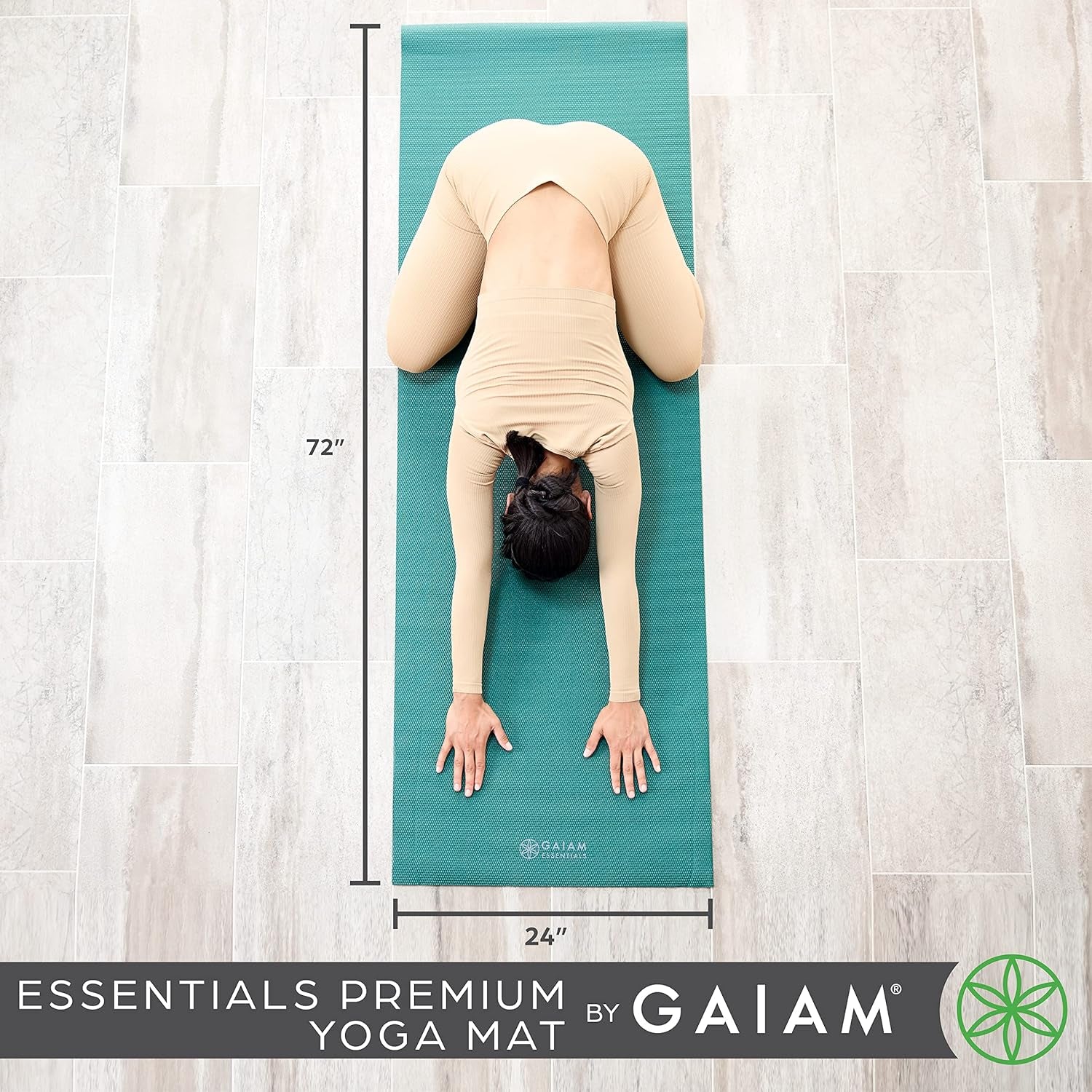 Essentials Premium Yoga Mat with Yoga Mat Carrier Sling (72"L X 24"W X 1/4 Inch Thick)