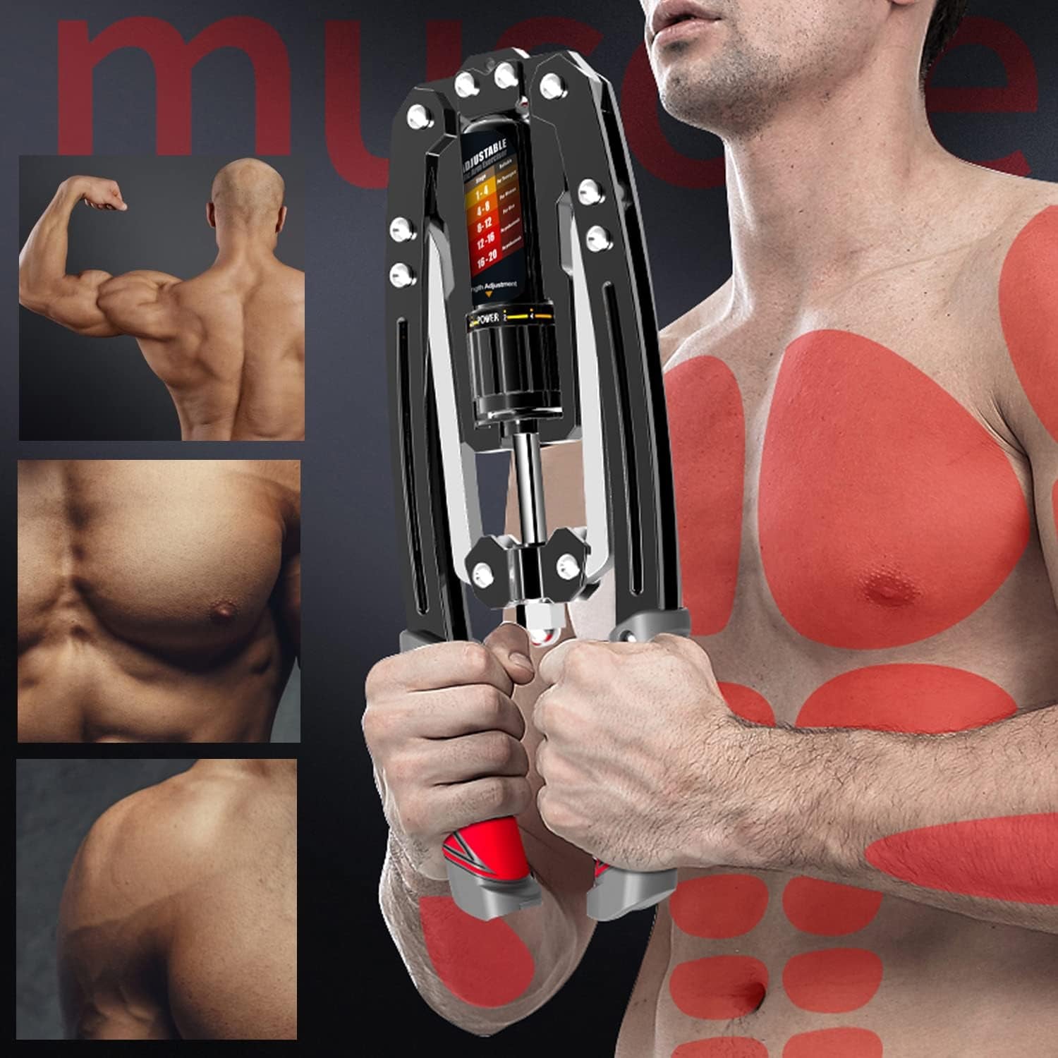 Adjustable Hydraulic Arm Exerciser - 22-440 lbs Resistance for Home Chest Expansion and Shoulder Muscle Training