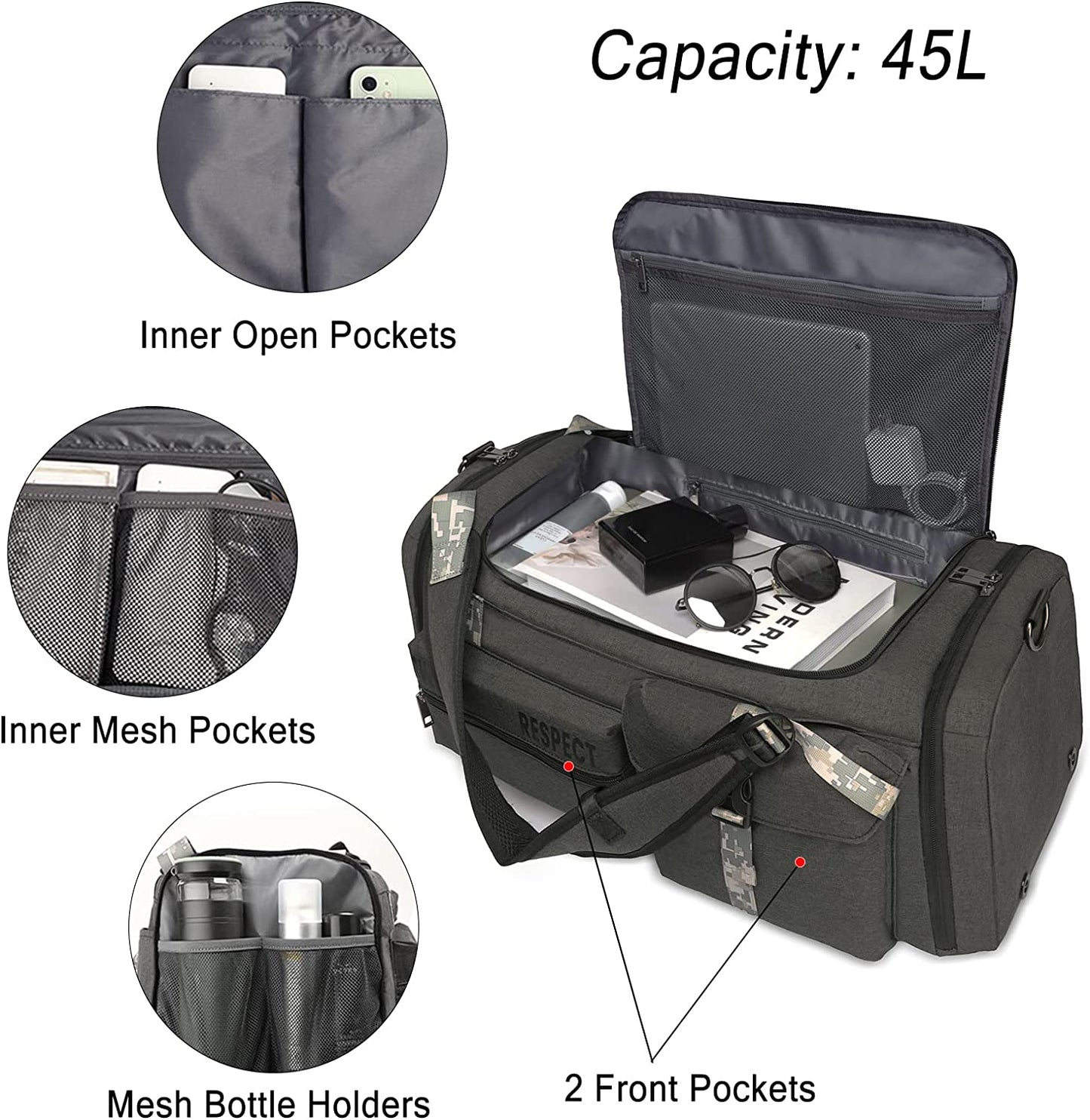 Versatile Men's 3-Way Sports Duffel Bag with Shoe Compartment & Wet Pocket
