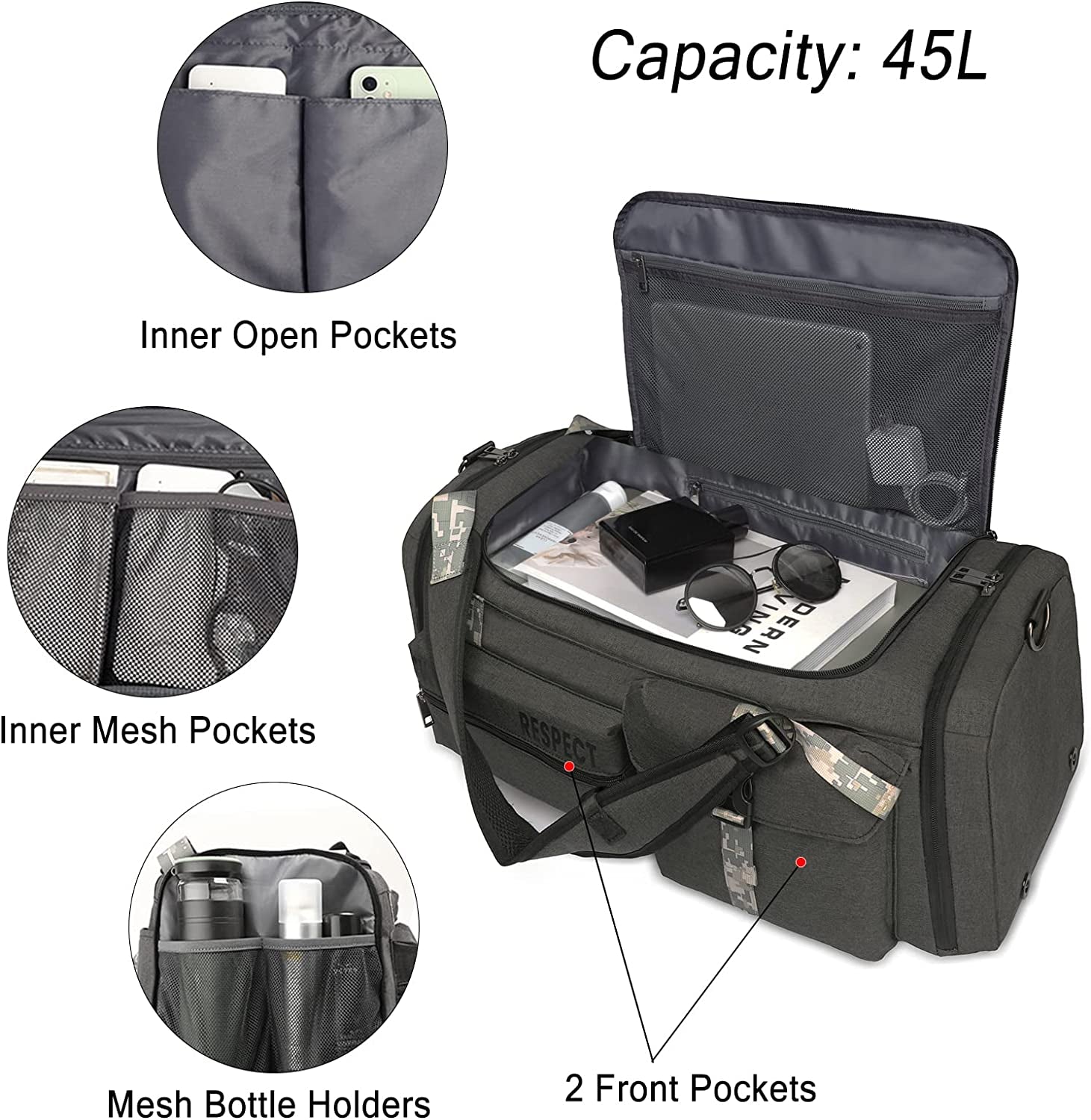 Versatile Men's 3-Way Sports Duffel Bag with Shoe Compartment & Wet Pocket