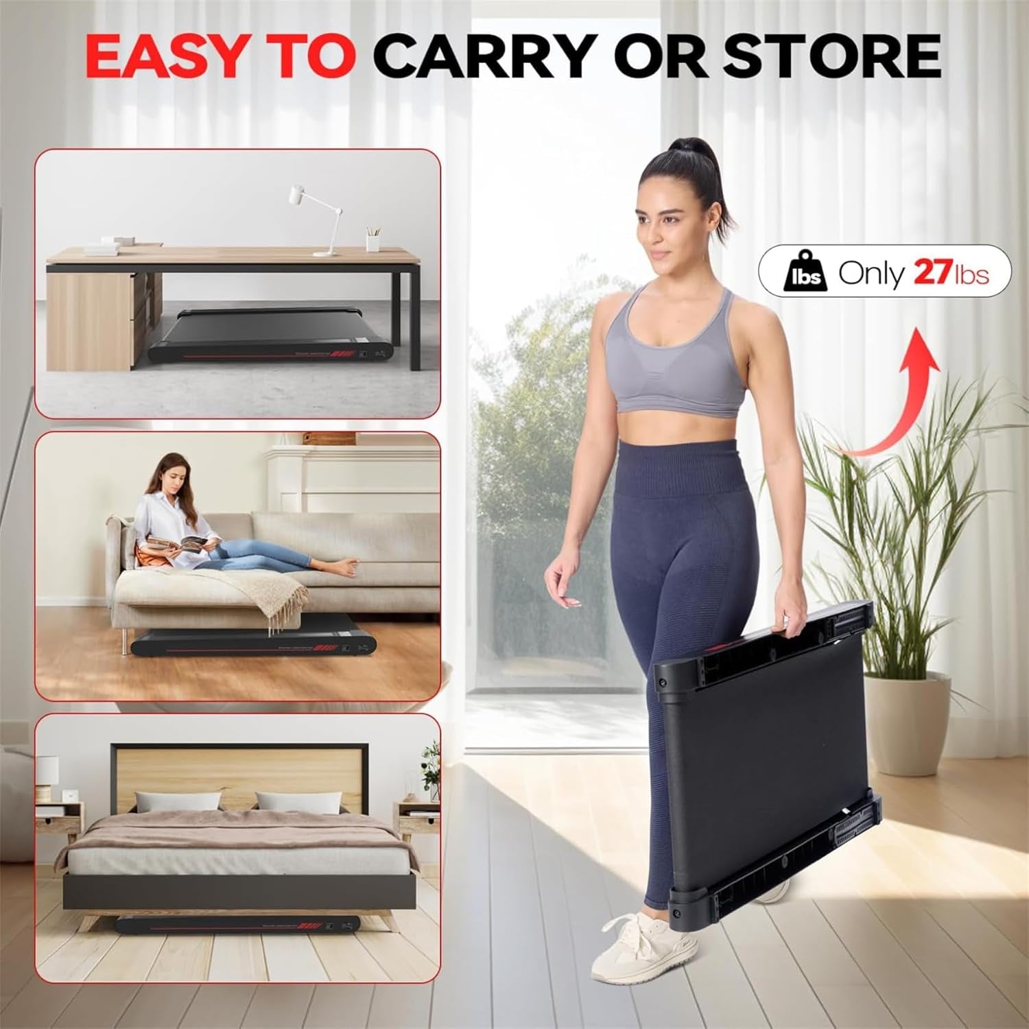 Smart Walking Vibration Pad with App Integration - 3-in-1 Under Desk Treadmill, 2.5HP Quiet Portable Treadmill with Remote Control for Home and Office Use