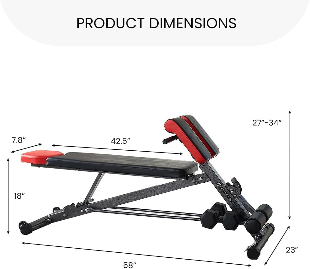 Transform Your Home Gym with the Finer Form Multi-Functional Adjustable Weight Bench – Perfect for Back Hyperextensions, Bench Press, Roman Chair Exercises, and Sit-Ups!