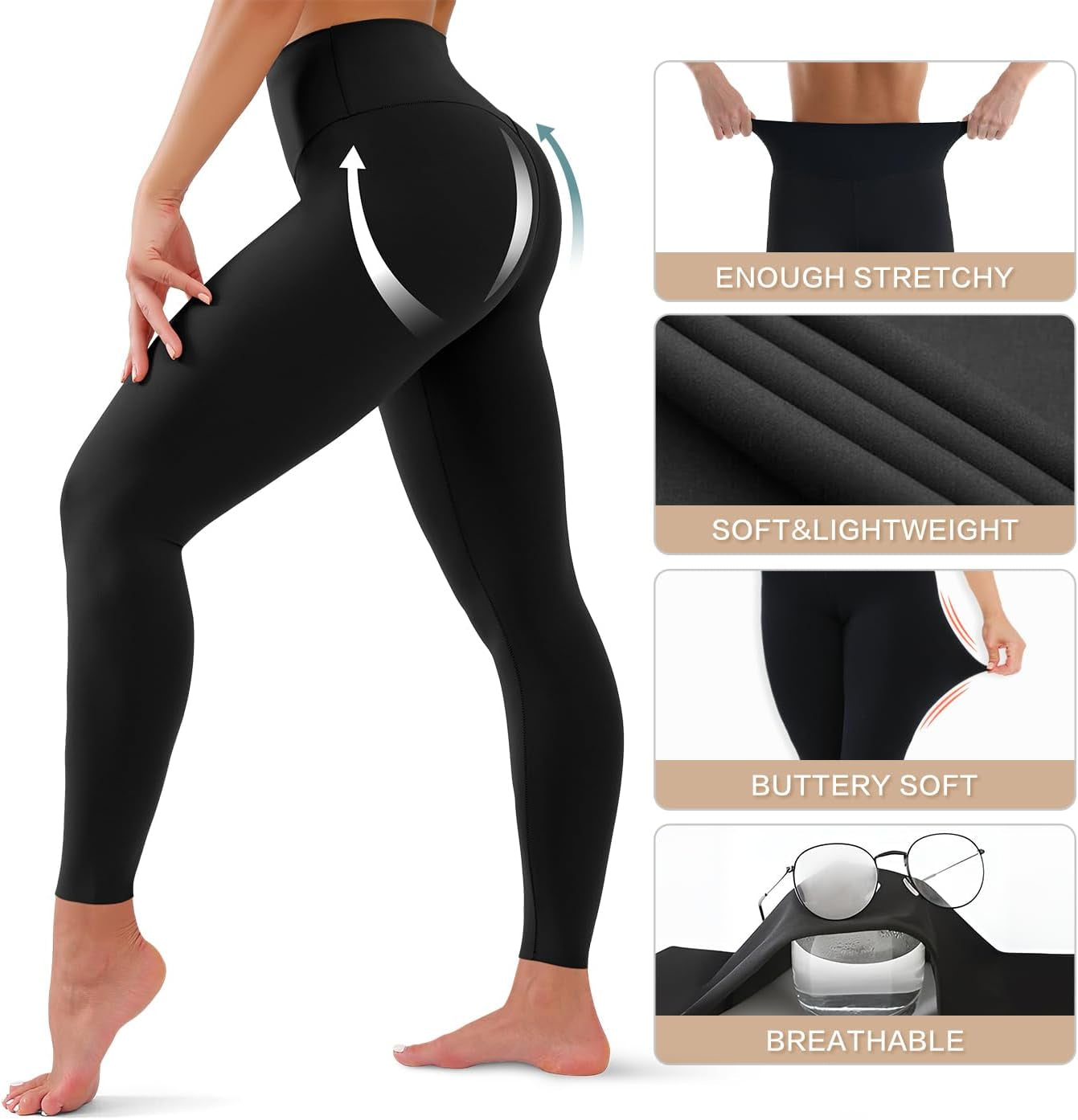High-Waisted Tummy Control Leggings for Women - Plus Size Athletic Yoga Pants for Exercise and Running