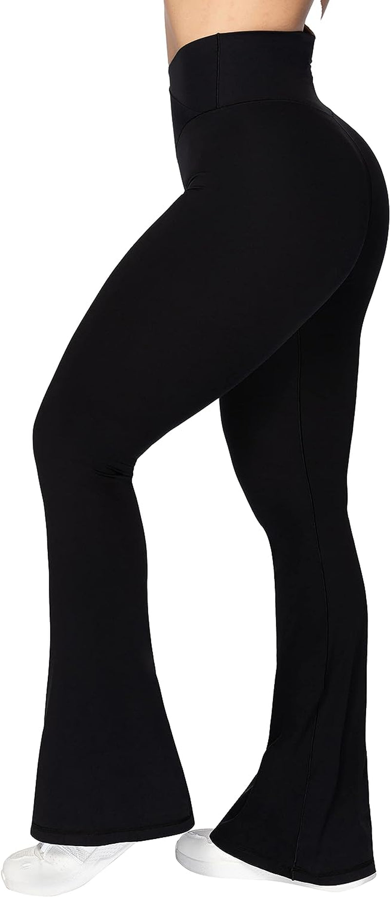 High-Waisted Flare Leggings Featuring Tummy Control and Crossover Design