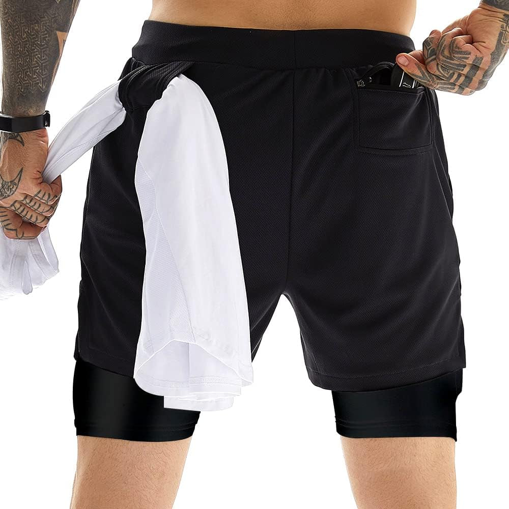 Men's 2-in-1 Athletic Gym and Running Shorts - 7" Length with Convenient Towel Loop