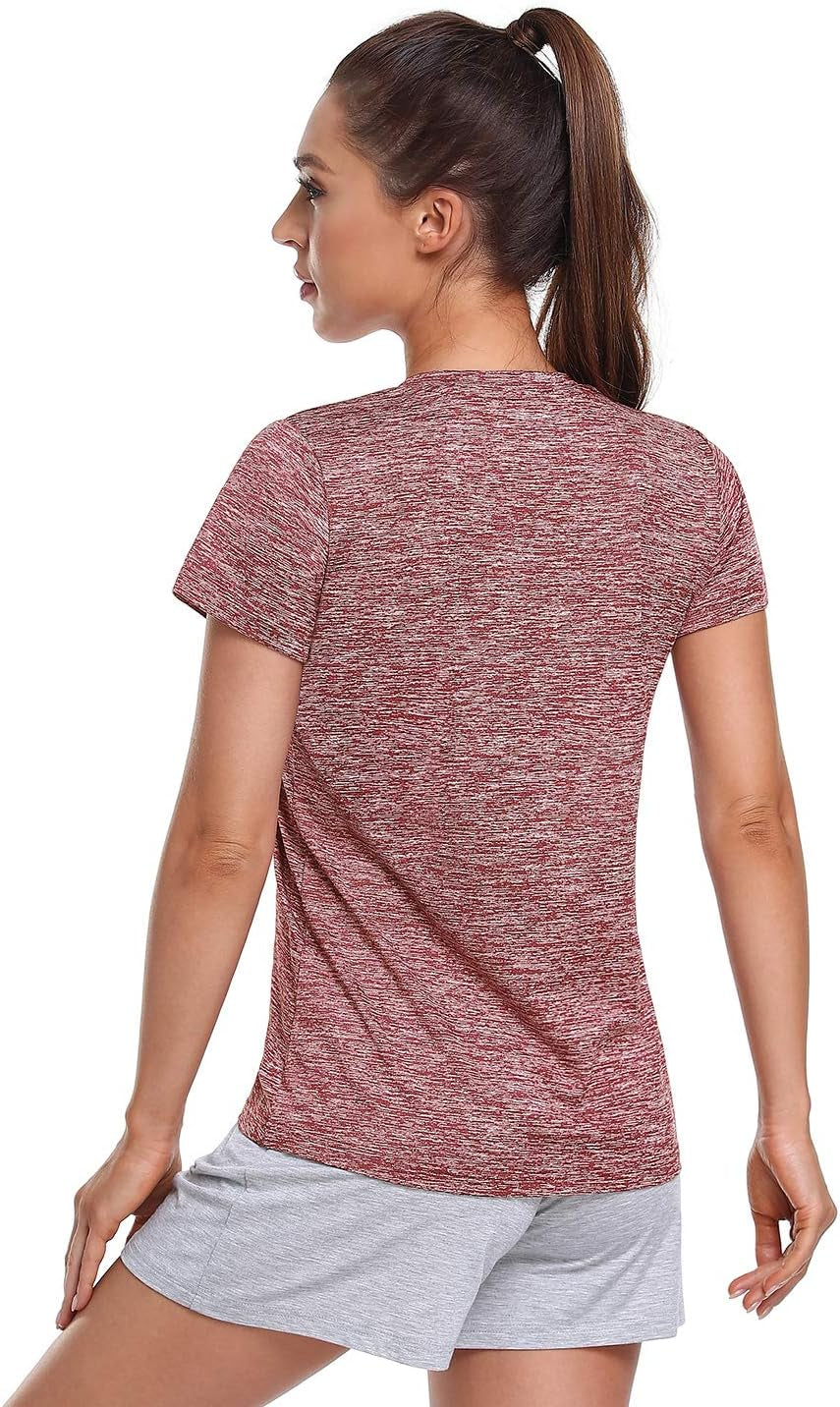 5-Pack Women's V-Neck Dry Fit Athletic T-Shirts - Moisture Wicking Short Sleeve Tees