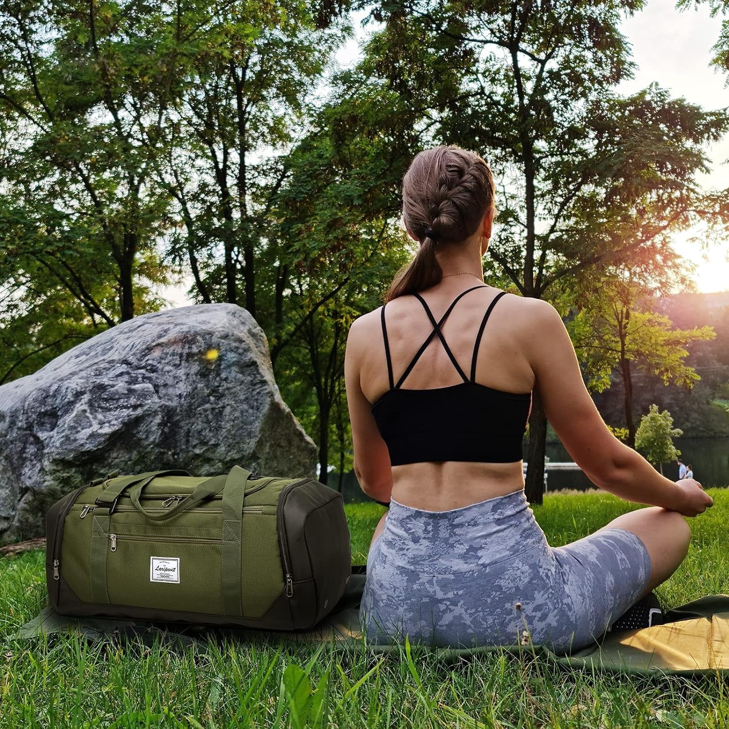 Stylish 40L Travel Duffle Bag for Men & Women - Versatile Gym Bag with Wet Pocket & Shoe Compartment - Perfect for Weekend Getaways & Overnight Trips - Green