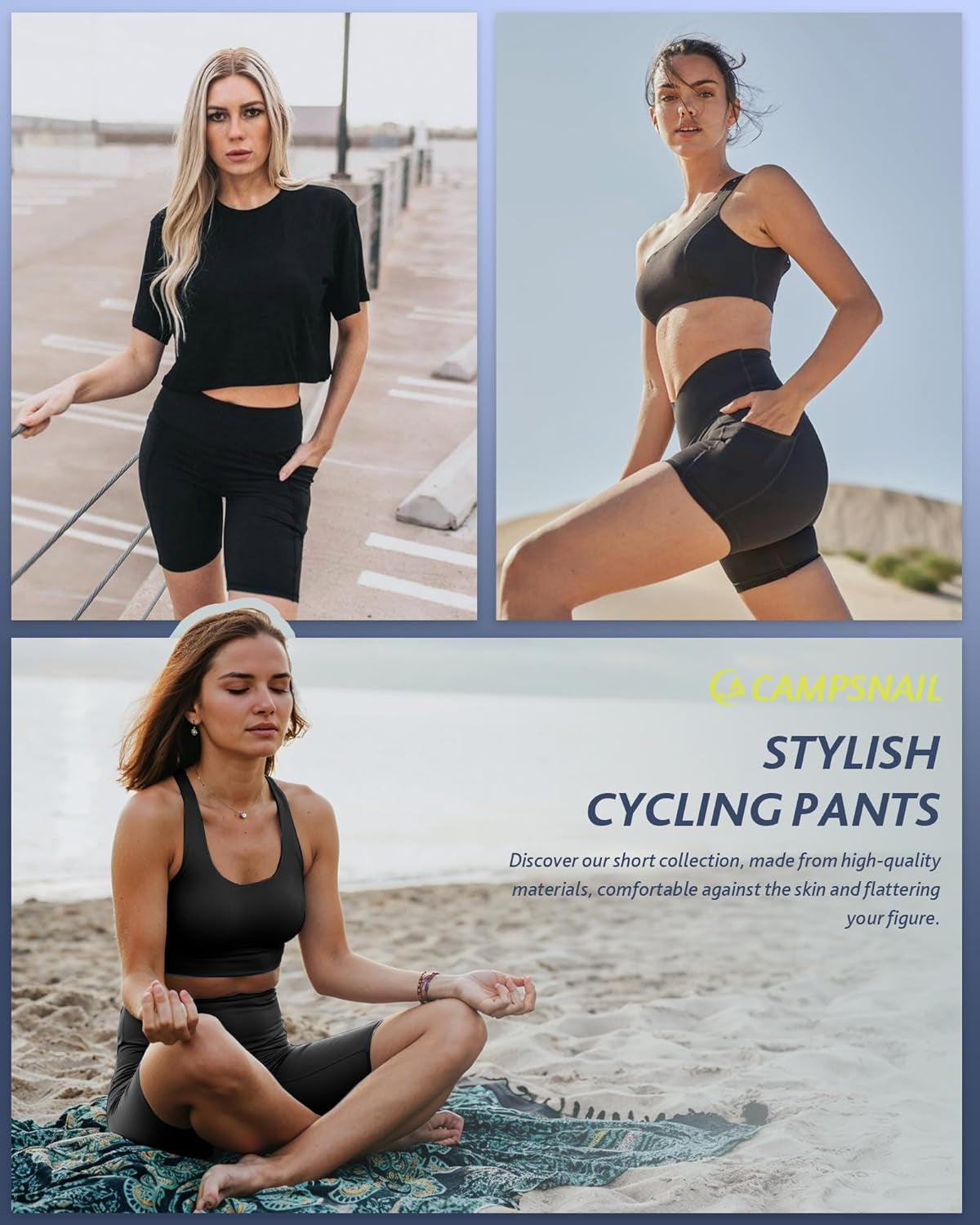 High-Waisted Women's Biker Shorts with Pockets - Tummy Control Spandex for Gym, Running, and Yoga (Available in 3"/5"/8" Lengths)
