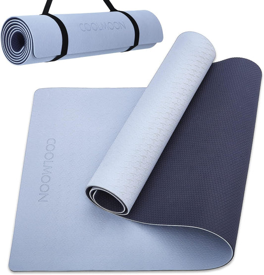 Yoga Mat Non Slip, Anti-Tear 1/4 Thick TPE Yoga Mats for Women and Men, 72"X24" Exercise & Fitness Mat with Carrying Strap, Workout Mats for Yoga, Pilates and Floor Exercise