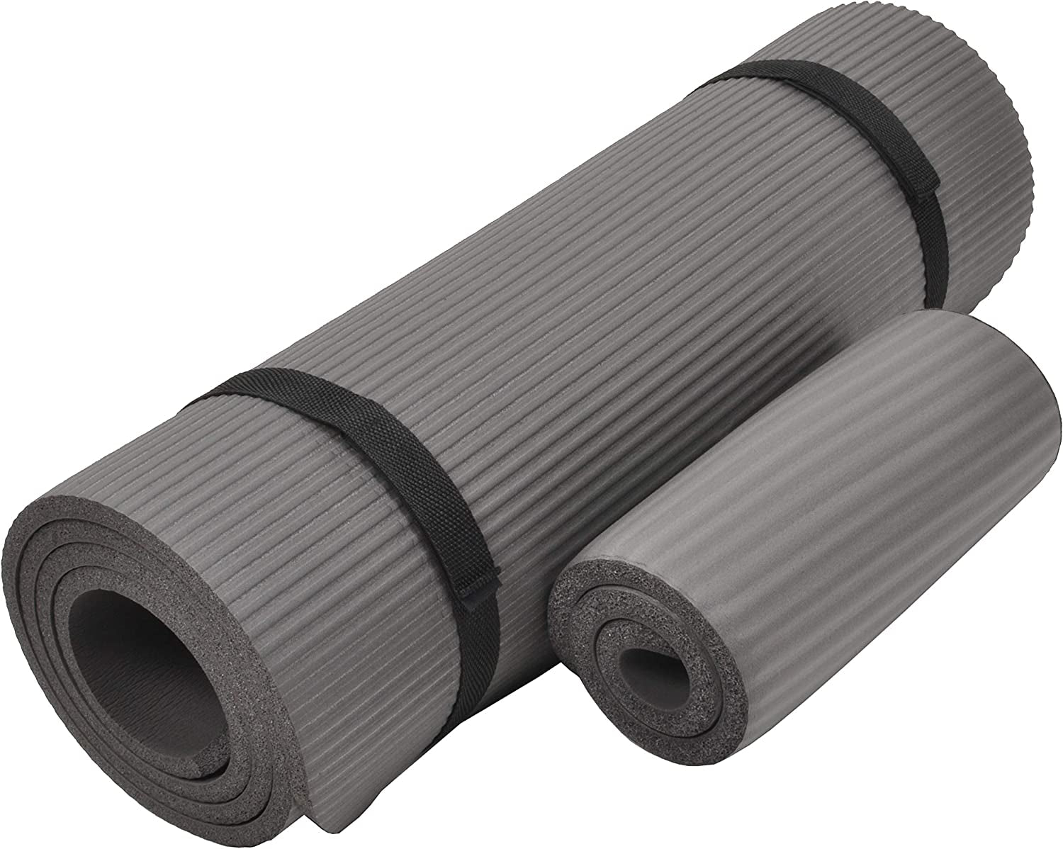 All Purpose 1/2-Inch Extra Thick High Density Anti-Tear Exercise Yoga Mat and Knee Pad with Carrying Strap, Multiple Colors