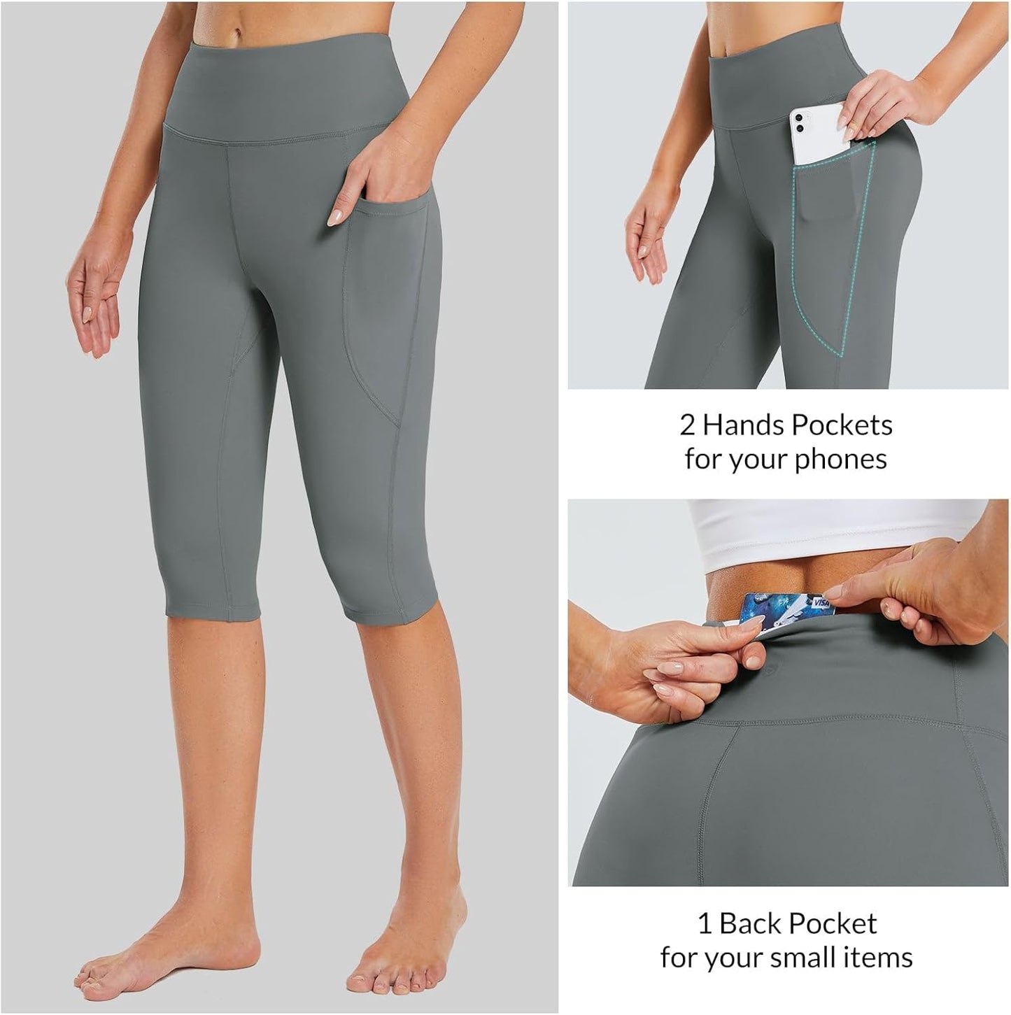 High-Waisted Women's Capri Leggings with Pockets - Perfect Stretchy Yoga & Workout Pants