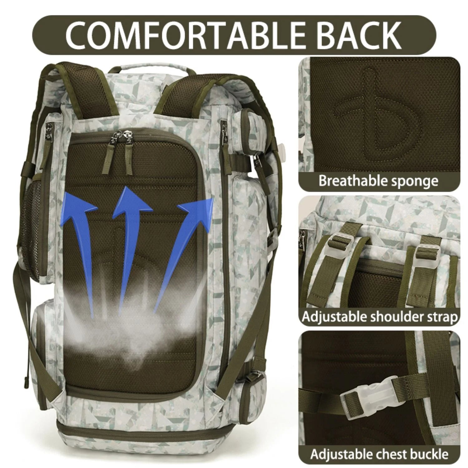 BE SMART 50L Extra Large Waterproof Gym Backpack for Men - Heavy Duty Duffel Bag with Shoe Compartment for Outdoor Sports, Hiking, and Camping (XL)