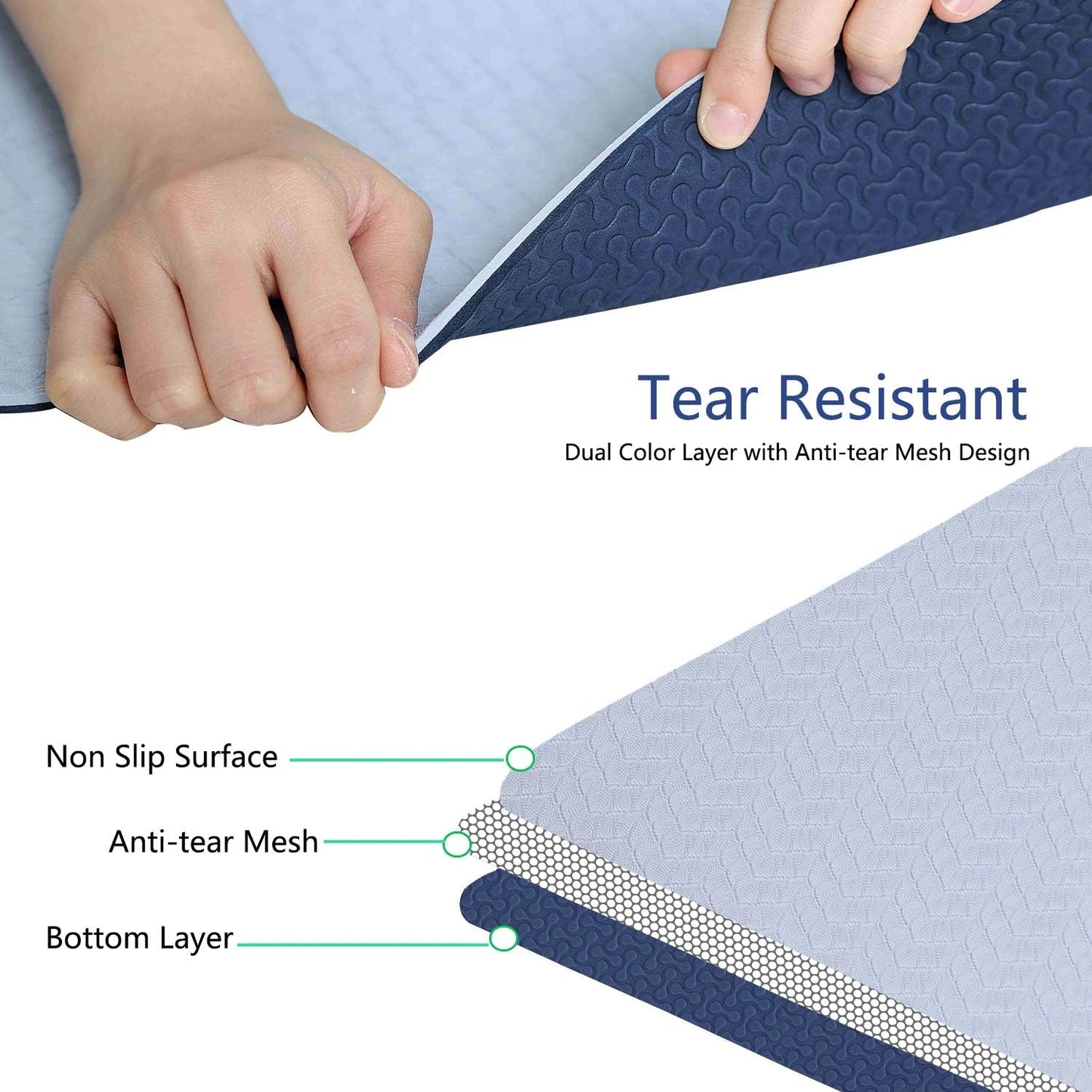 Yoga Mat Non Slip Anti-Tear Yoga Mats Eco Friendly Hot Yoga Mat Thick Workout & Exercise Mat for Yoga, Pilates and Fitness (72"X 24"X 6Mm)