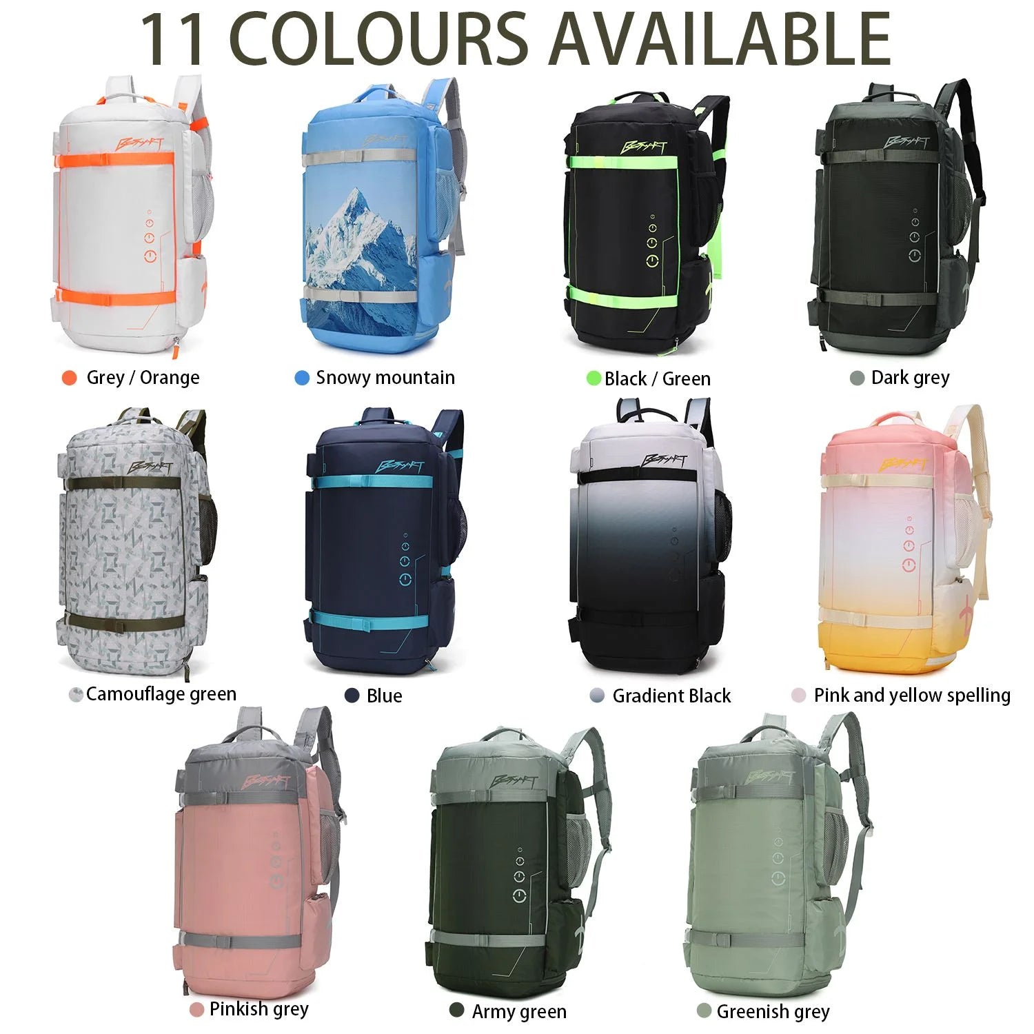 BE SMART 50L Extra Large Waterproof Gym Backpack for Men - Heavy Duty Duffel Bag with Shoe Compartment for Outdoor Sports, Hiking, and Camping (XL)