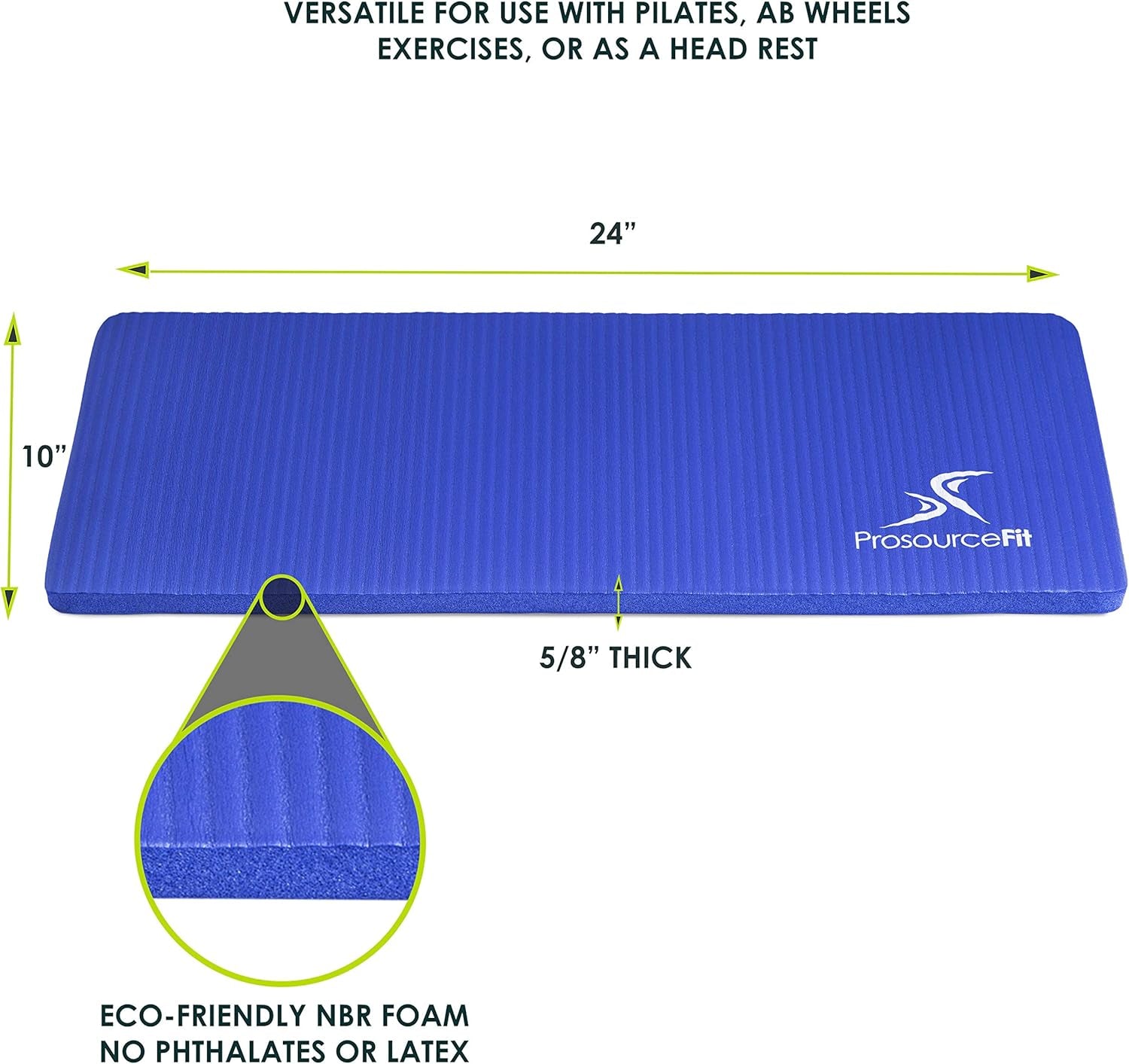 Extra Thick Yoga Knee Pad and Elbow Cushion 15Mm (5/8”) Fits Standard Mats for Pain Free Joints in Yoga, Pilates, Floor Workouts