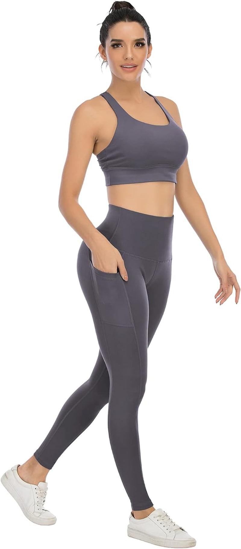 High-Waisted Tummy Control Yoga Pants for Women with Pockets - Set of 4