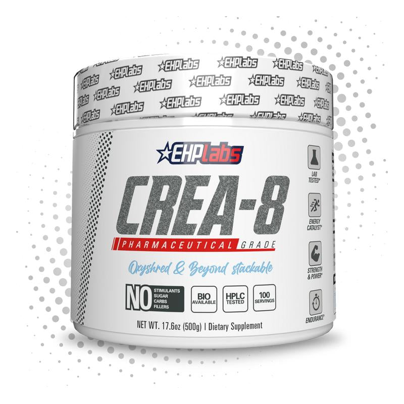 Ehplabs CREA-8 Micronized Creatine Monohydrate Powder - Unflavored Dietary Supplement for Maximum Muscle Growth, Strength, Energy, and Endurance - 100 Servings (500g)