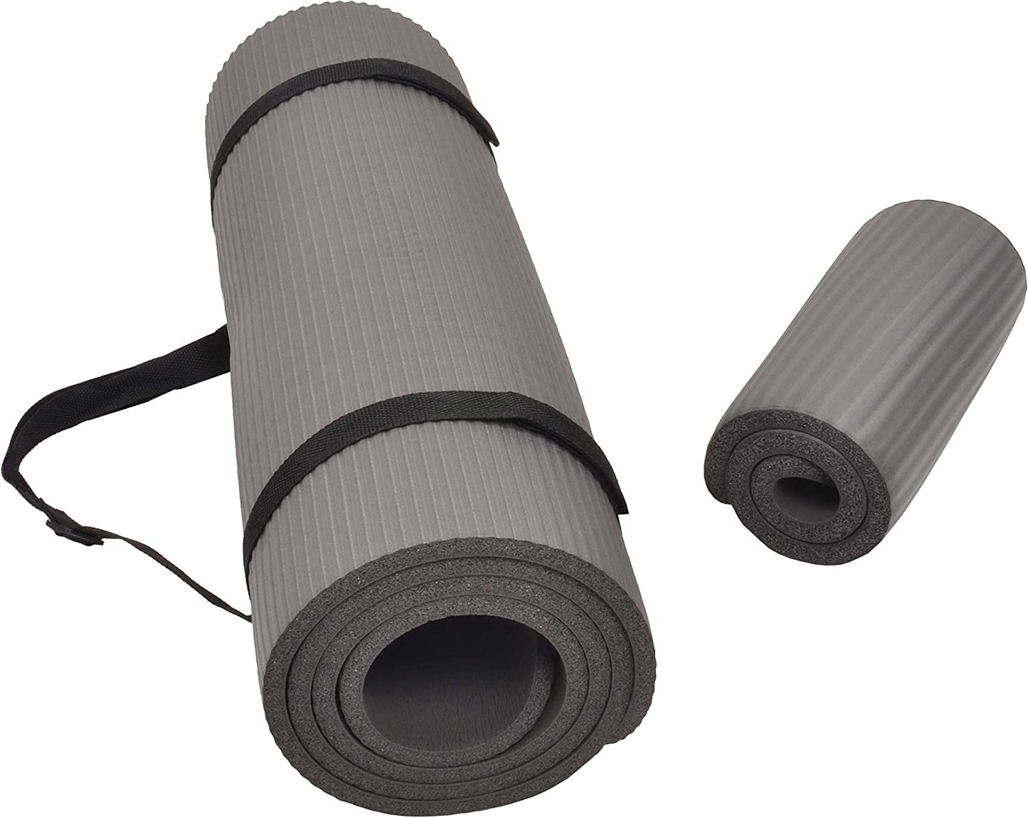 All Purpose 1/2-Inch Extra Thick High Density Anti-Tear Exercise Yoga Mat and Knee Pad with Carrying Strap, Multiple Colors