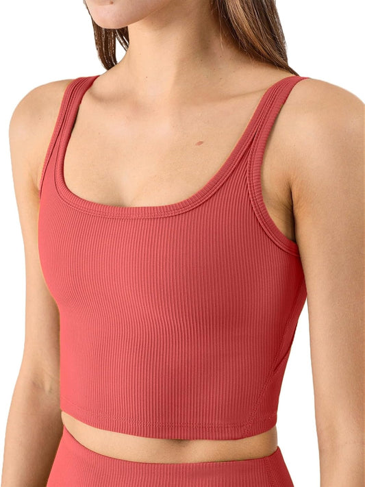 Seamless Longline Sports Bra for Women - Ribbed Crop Top Workout Tank for Ultimate Comfort and Style