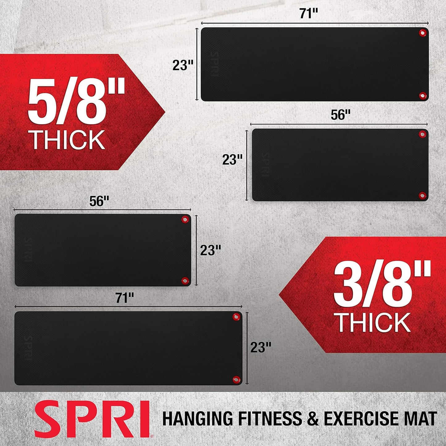 Hanging Exercise Mat, Fitness & Yoga Mat for Group Fitness Classes, Commercial Grade Quality with Reinforced Holes