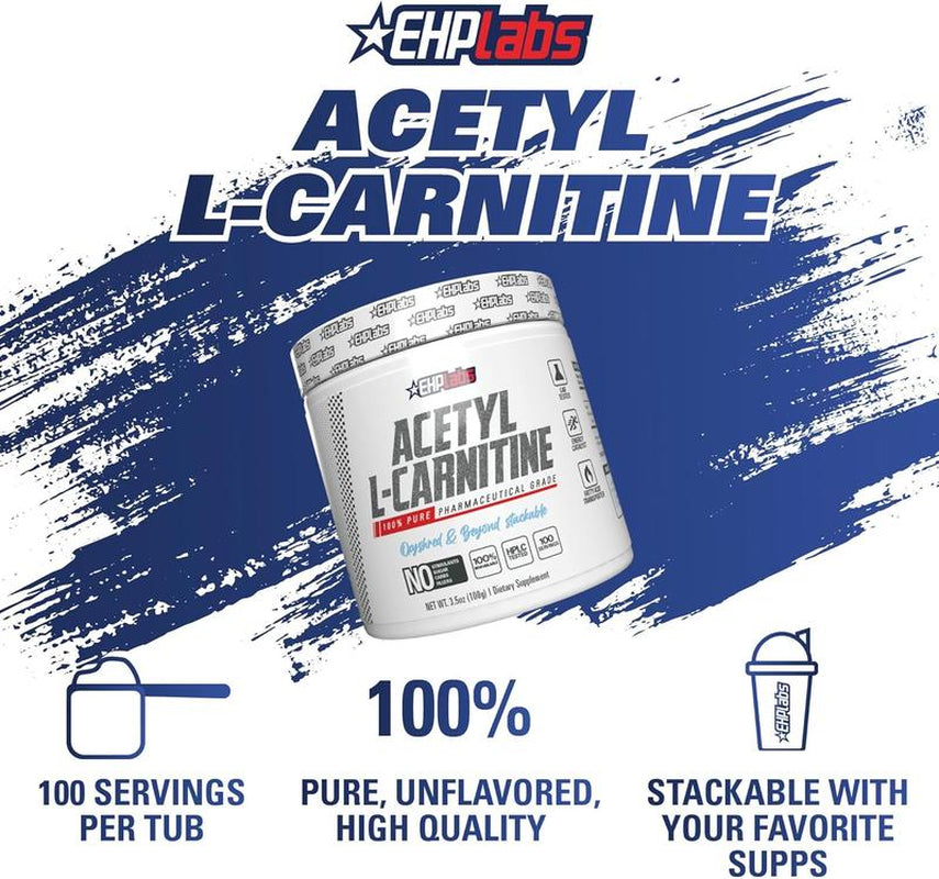 Ehplabs Acetyl L Carnitine Powder 100G - Boost Natural Energy & Support PCOS - Delicious Flavor - Perfect Stack with Oxyshred