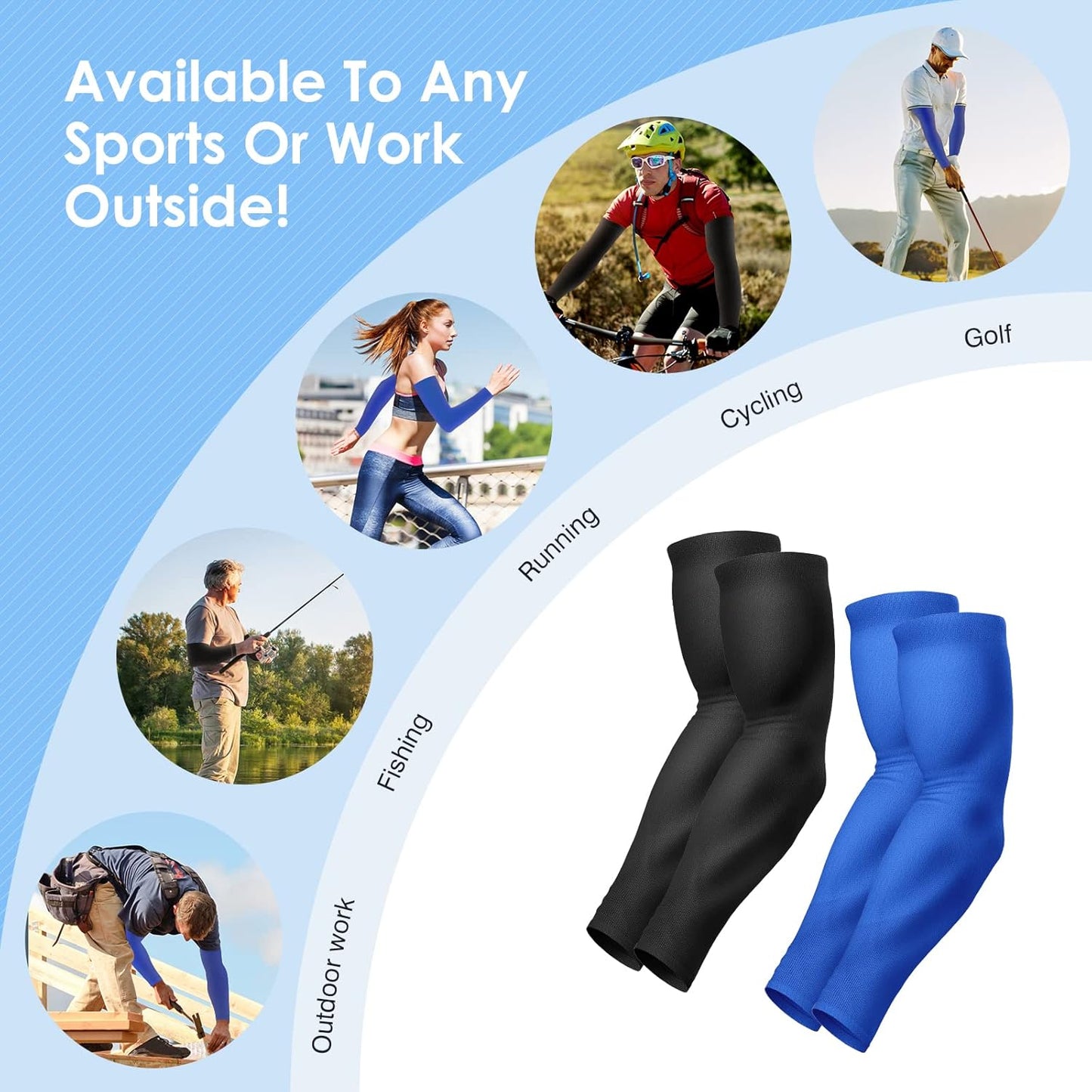 Ultimate UV Sun Protection Arm Sleeves for Men & Women - UPF 50 Sport Sleeves with Laundry Bag - Available in 2, 4, or 6 Pairs!