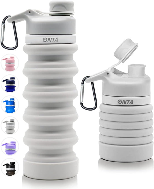 20oz BPA-Free Silicone Collapsible Water Bottle - Portable, Leakproof, Easy to Clean, Shatter-Resistant, Travel-Friendly