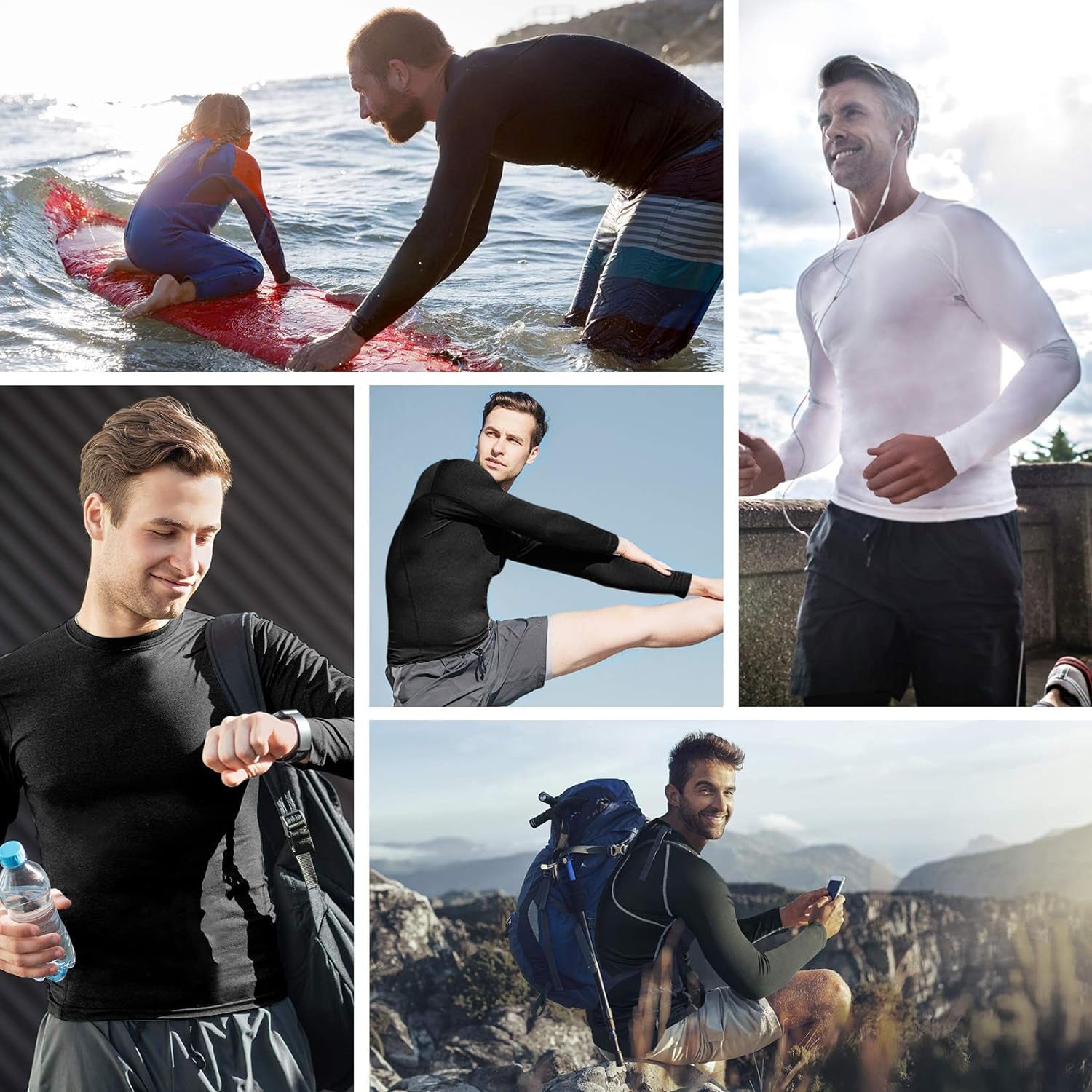 Men's Long Sleeve Compression Shirt - Cool Dry Athletic Tee for Workout & Fishing Sun Protection