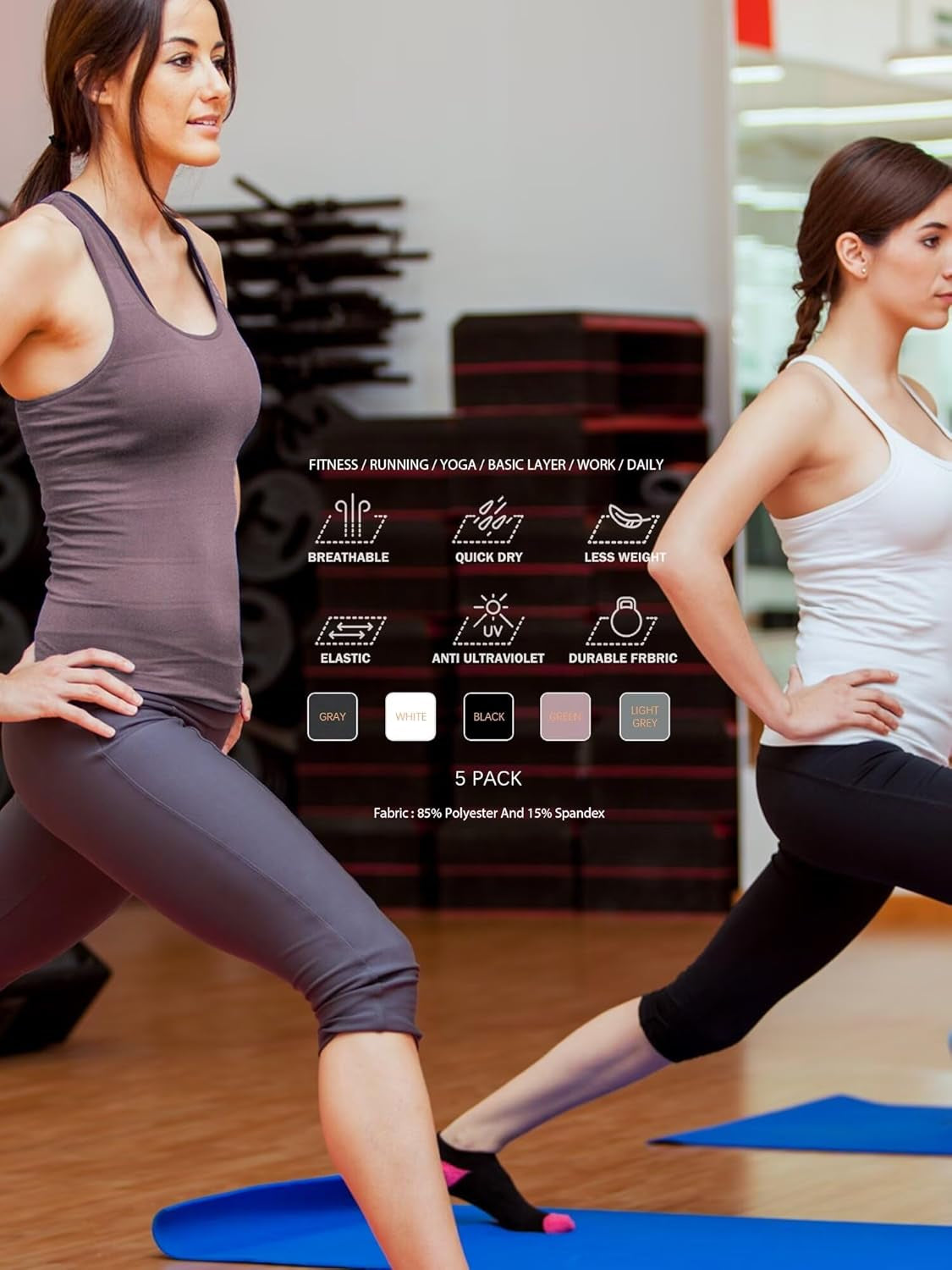Women's Compression Racerback Workout Tank Tops - 5 or 6 Pack Dry Fit Sleeveless Shirts for Ultimate Comfort and Performance