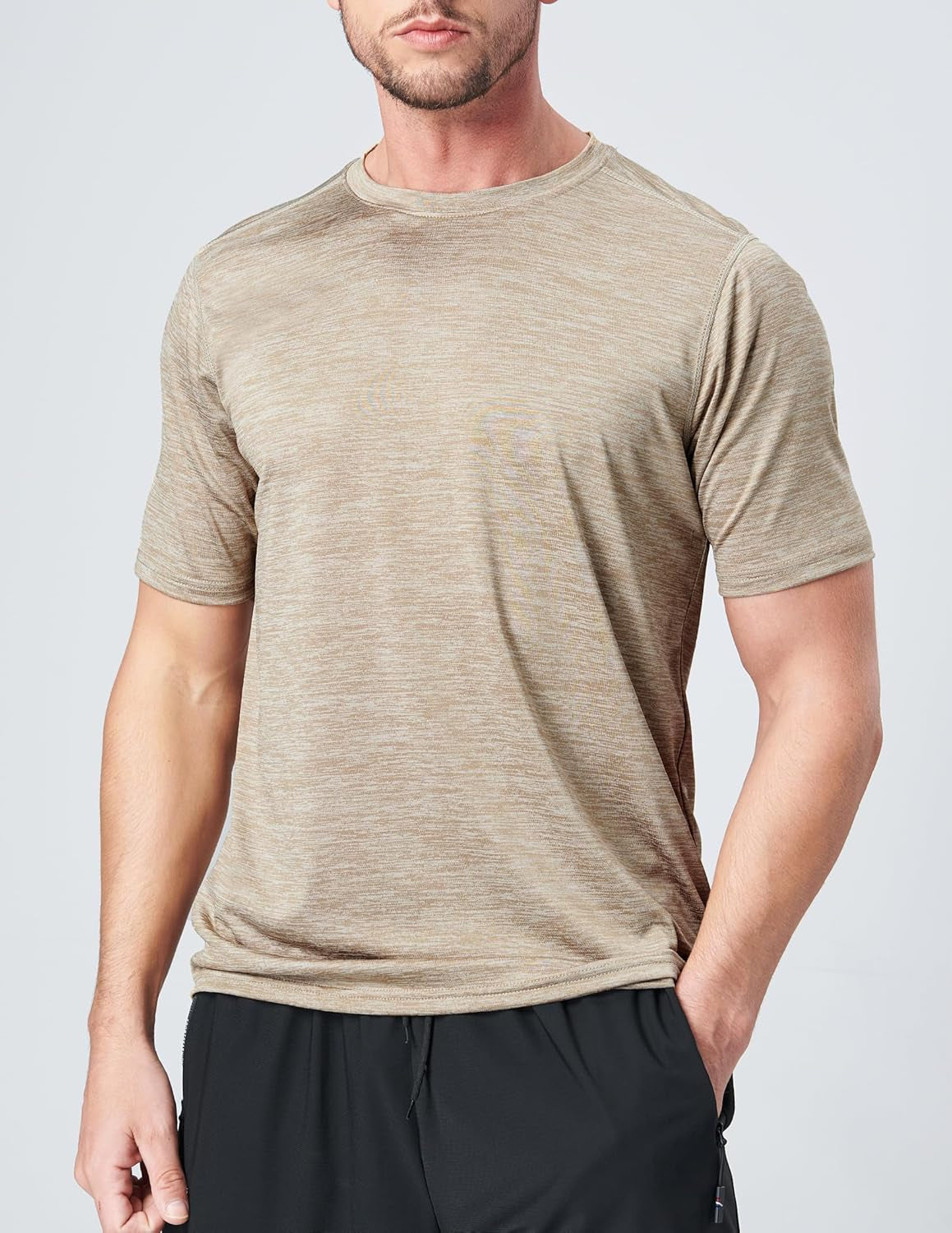 Men's 5-Pack Quick-Dry Athletic Crew Neck T-Shirts for Running and Gym Workouts