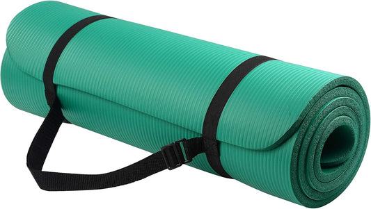1/2-Inch Extra Thick High Density Anti-Tear Exercise Yoga Mat with Knee Pad and Carrying Strap, Multiple Colors