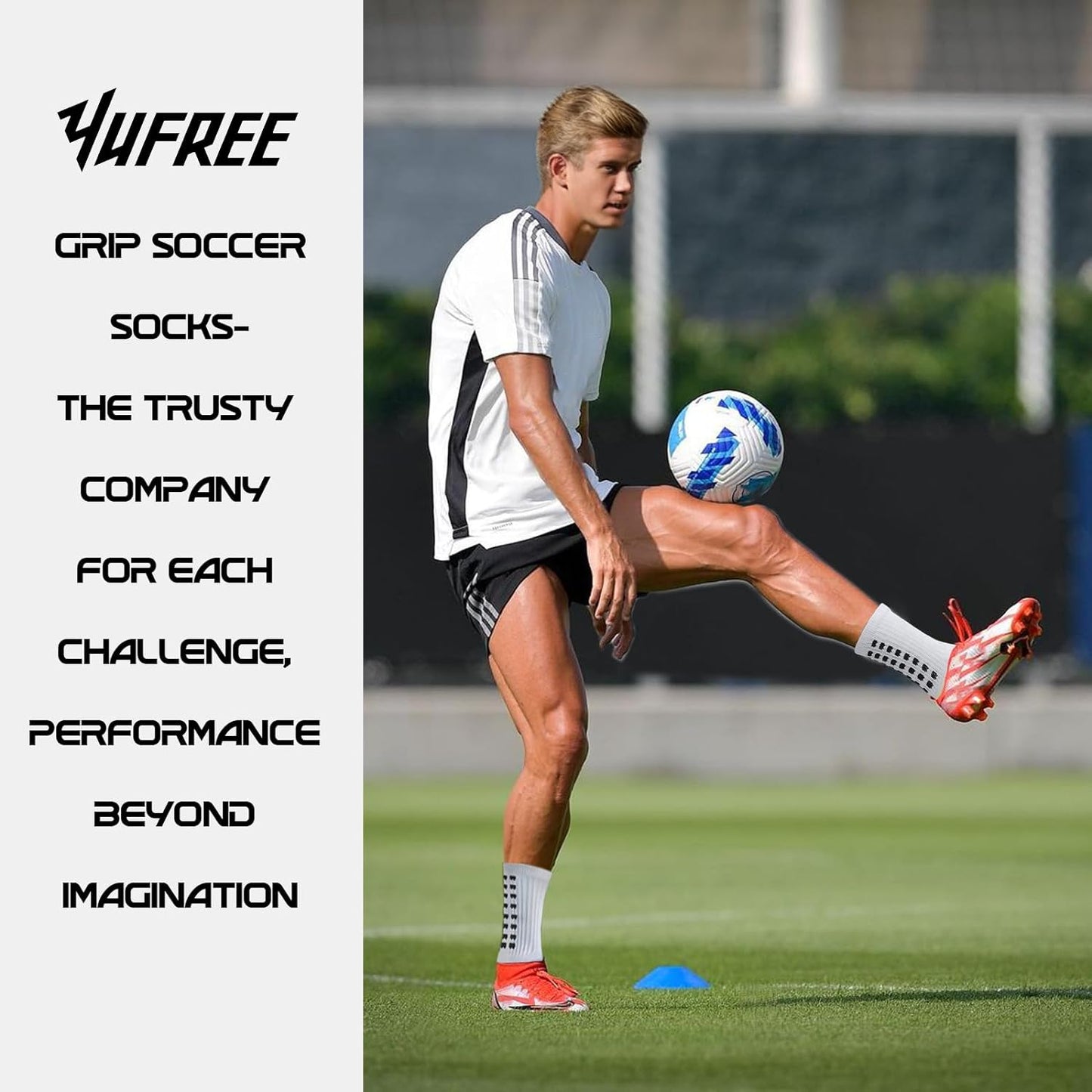 Ultimate Grip Soccer Socks for Men - 4 Pairs of Anti-Slip Sports Socks for Football & Basketball