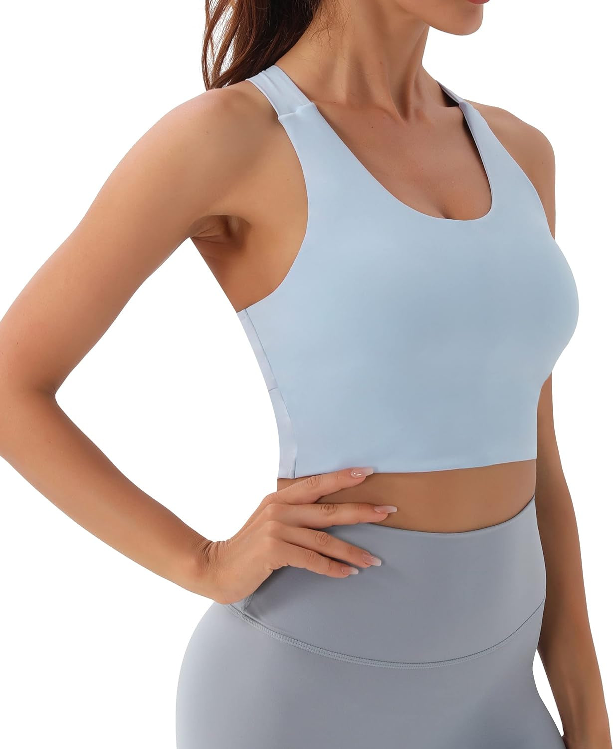 Criss-Cross Back Padded Sports Bras for Women - Medium Support Workout Crop Tops