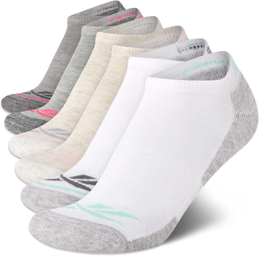 Women's Cushioned No Show Socks - 6 Pack of Moisture Wicking Athletic Low Cut Performance Socks (Sizes 4-10)