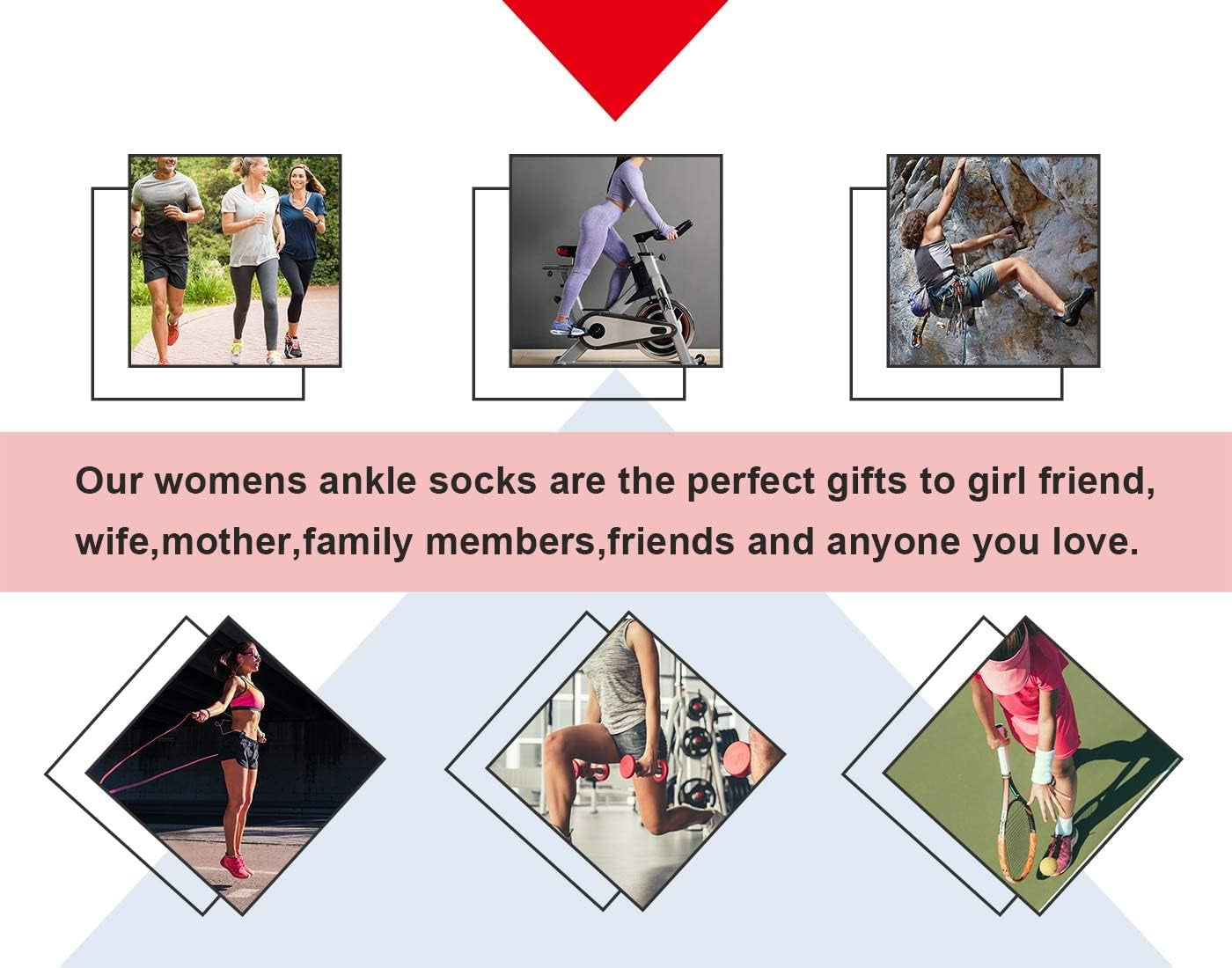 6-Pair Women's Athletic Ankle Socks with Cushioned Sole for Running and Sports