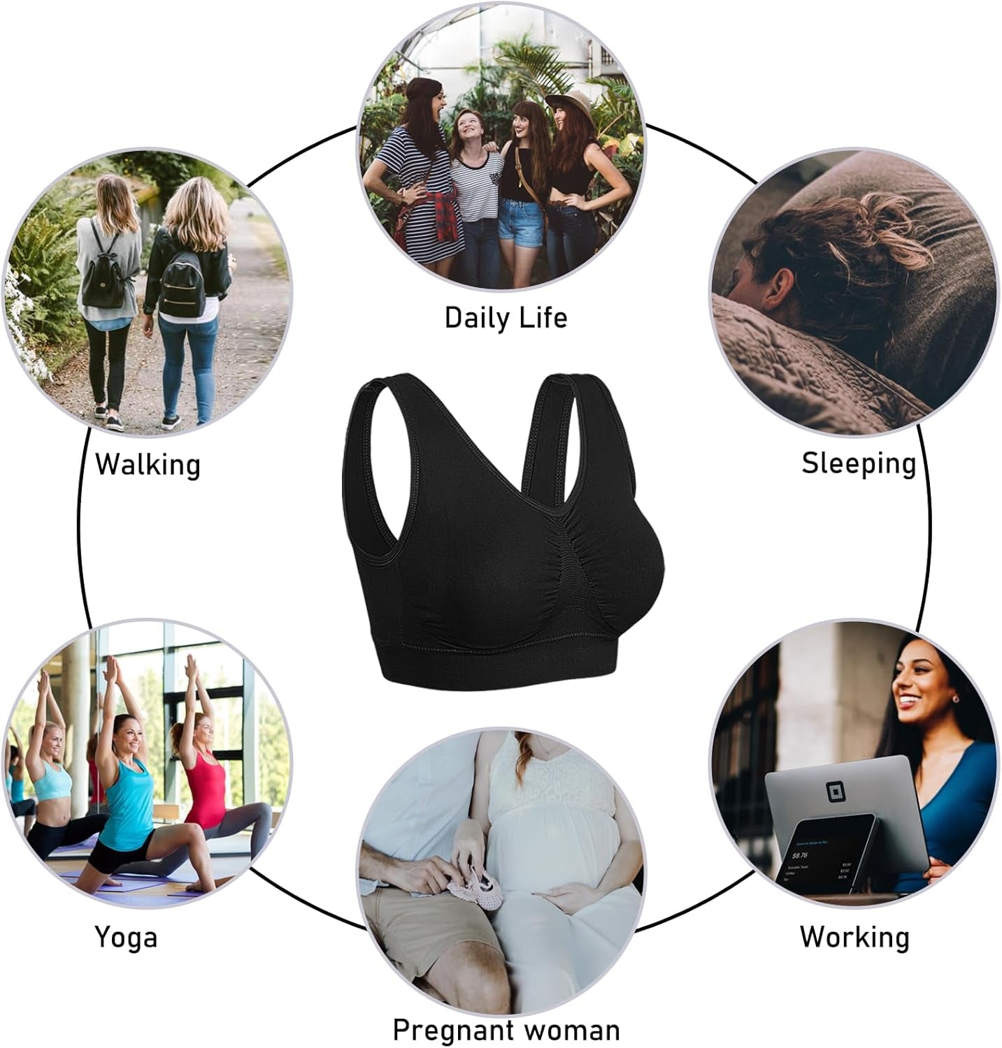 Ultimate Comfort: Women's 3-Pack Wirefree Padded Sports Bras for Medium Support in Workouts, Yoga, and Fitness