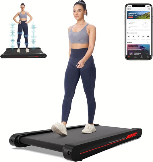 Smart Walking Vibration Pad with App Integration - 3-in-1 Under Desk Treadmill, 2.5HP Quiet Portable Treadmill with Remote Control for Home and Office Use