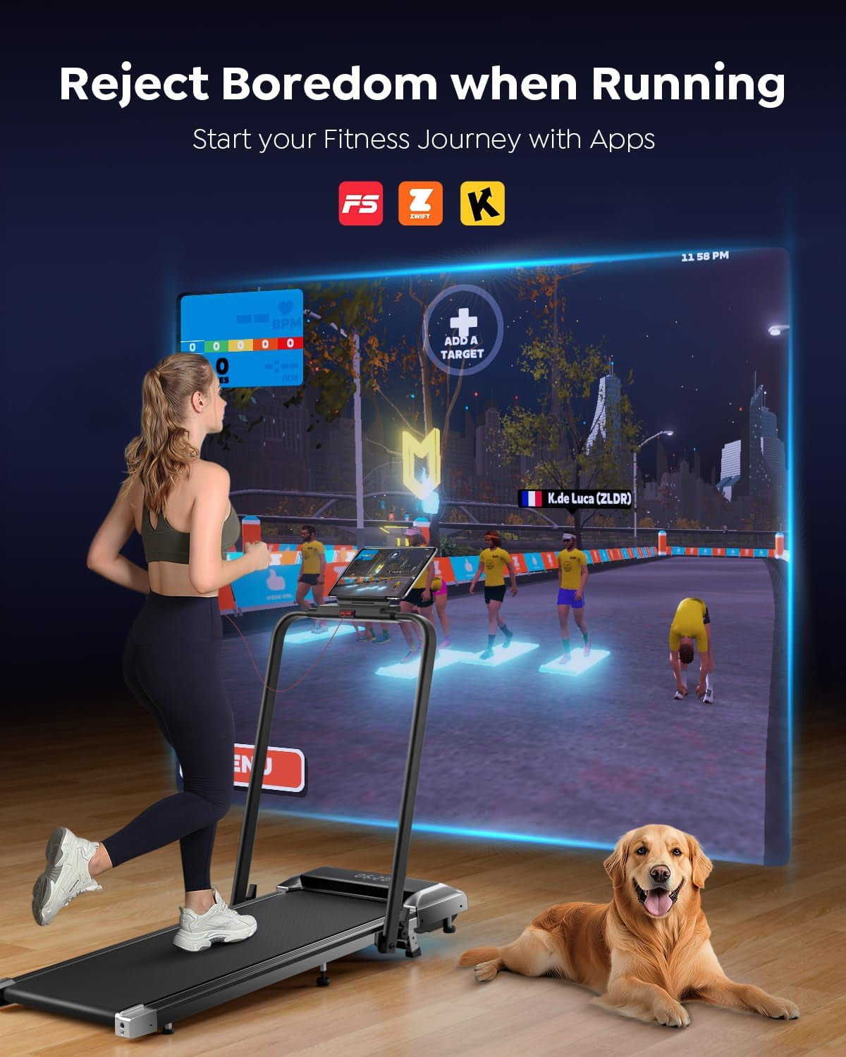 2-in-1 Foldable Walking Pad Treadmill with Incline for Home and Office Use, Portable Under Desk Treadmill with App Connectivity, Remote Control, and LED Display, Supports Up to 300 lbs