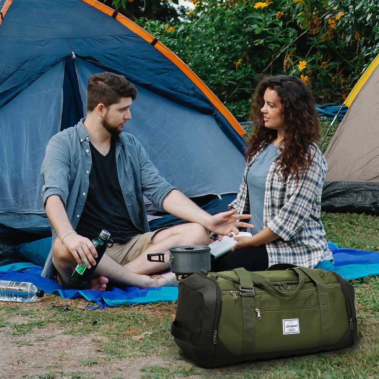 Stylish 40L Travel Duffle Bag for Men & Women - Versatile Gym Bag with Wet Pocket & Shoe Compartment - Perfect for Weekend Getaways & Overnight Trips - Green