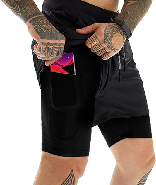 Men's 2-in-1 Athletic Gym and Running Shorts - 7" Length with Convenient Towel Loop