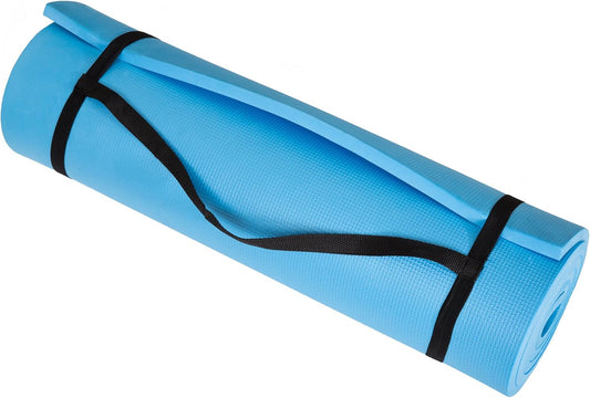 Thick Yoga Mat - Double Sided 1/2-Inch Workout Mat - 72X24-Inch Exercise Mat for Home Gym Fitness or Pilates with Carrying Strap by