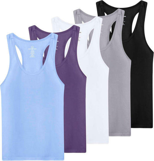 5-Pack Women's Plus Size Dry-Fit Racerback Tank Tops for Yoga & Activewear