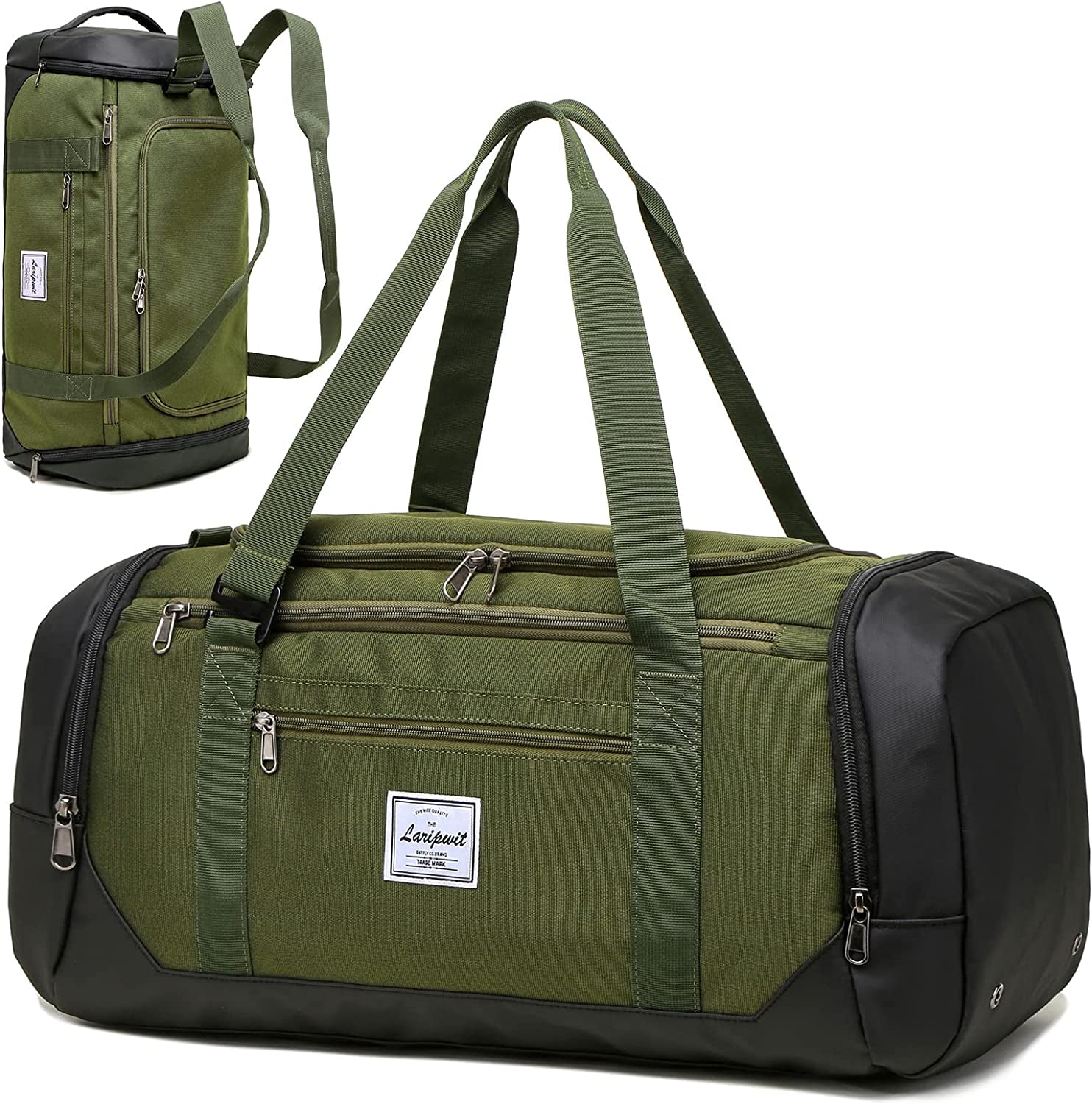 Stylish 40L Travel Duffle Bag for Men & Women - Versatile Gym Bag with Wet Pocket & Shoe Compartment - Perfect for Weekend Getaways & Overnight Trips - Green